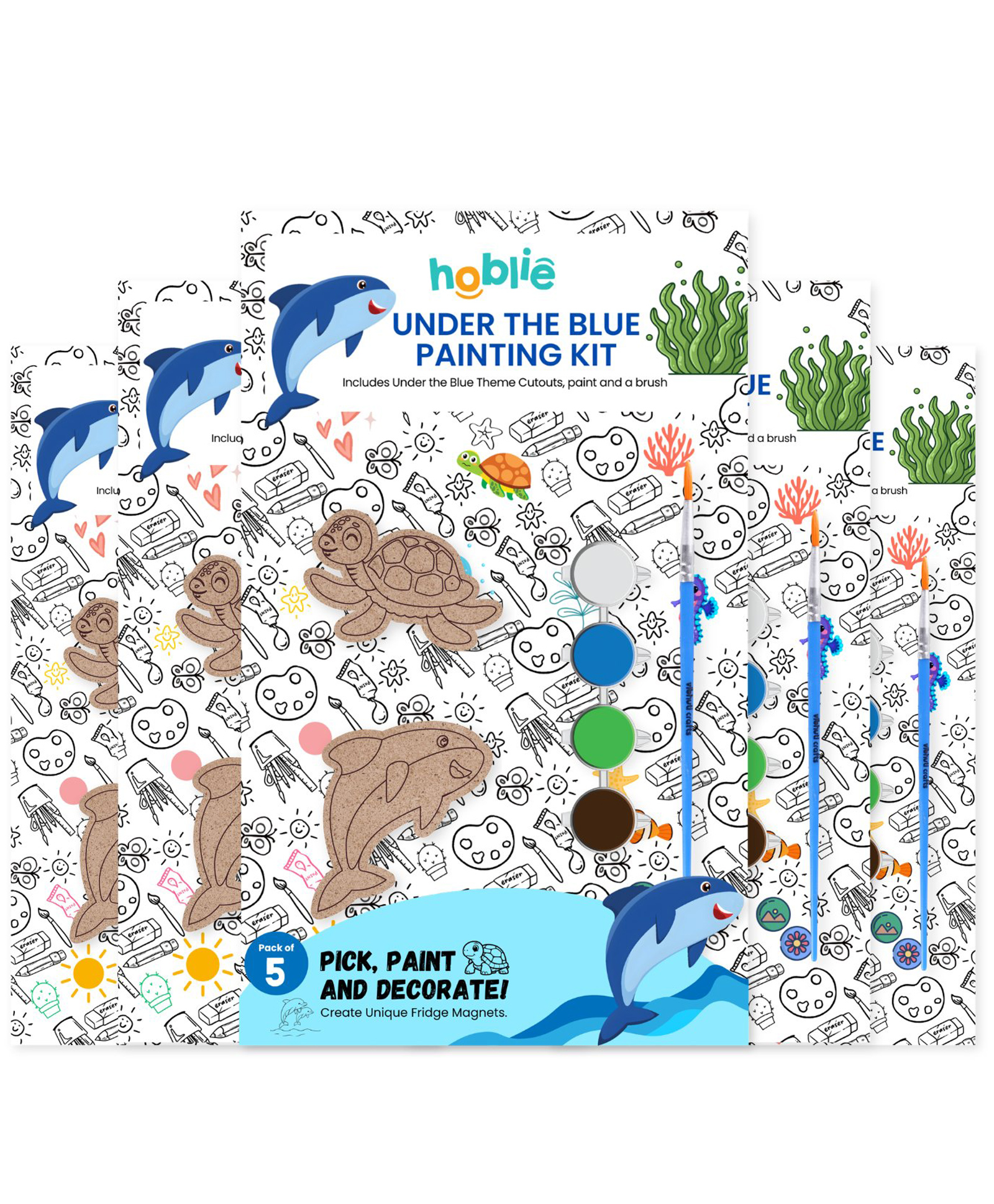 Hoblie Under the Blue Ocean Themed Fridge Magnet Painting Kits - pack of 5-image-44