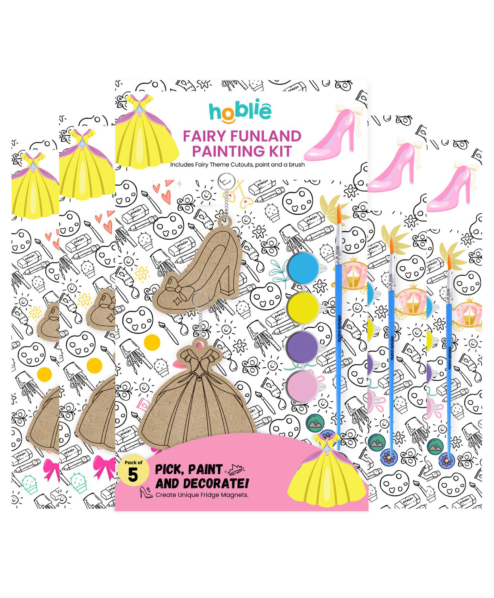 Hoblie Fairy Funland Princess Themed Keychain Painting Kit - Pack of 5-image-30
