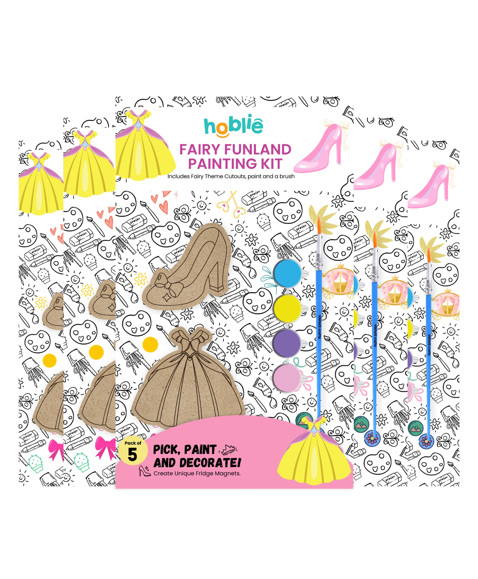 Hoblie Fairy Funland Princess Themed Fridge Magnet Painting Kits - Pack of 5-picture-20