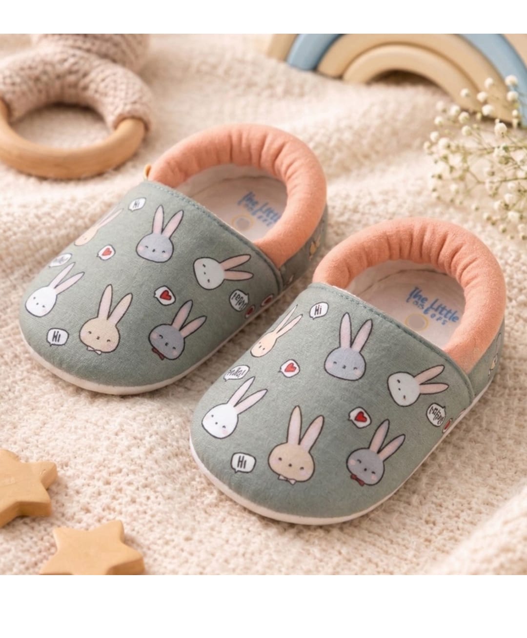 The little lookers Cotton Bunnies Printed Booties - Grey-image-34