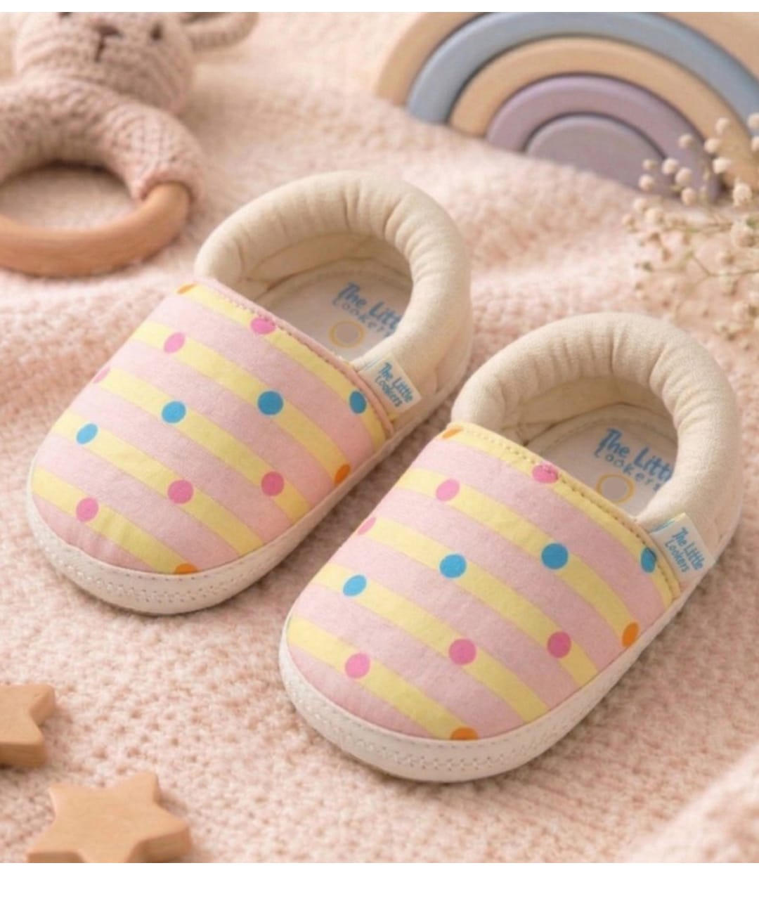 The little lookers Cotton Polka Dots Printed Booties - Pink-picture-10