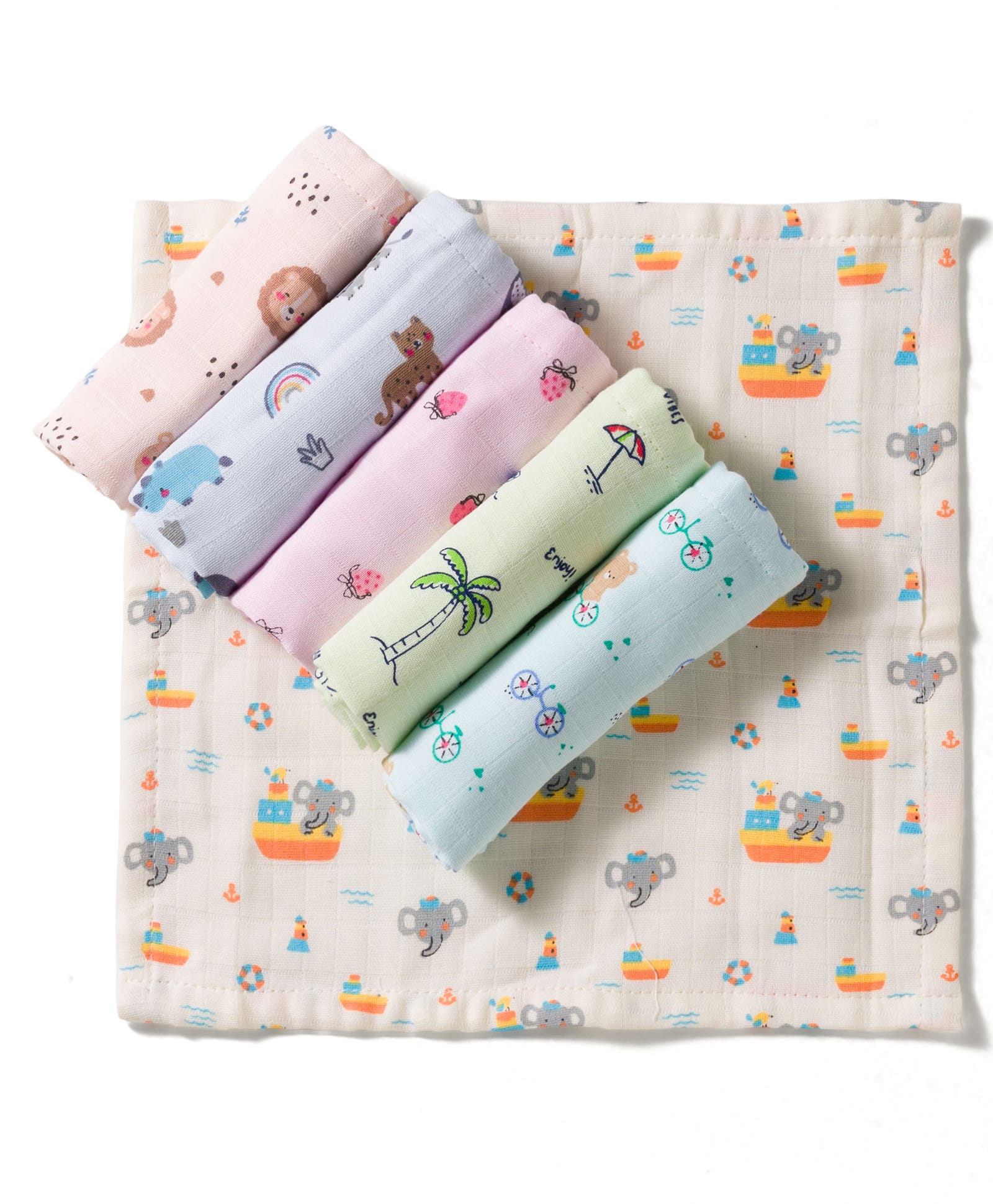 Simply Interlock Knit Printed Towels Pack of 6 L 25 x B 25 cm - Multicolor-picture-13