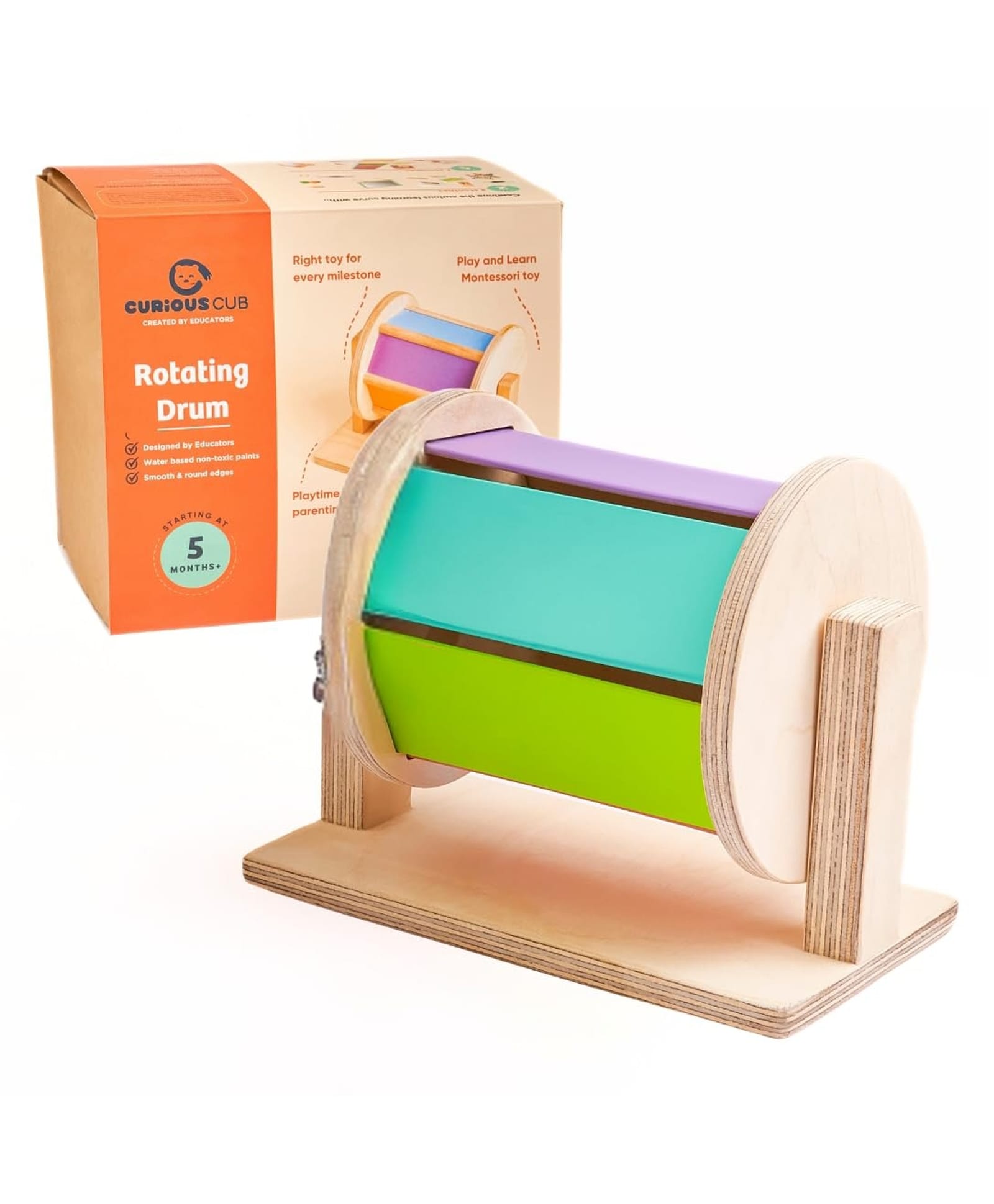 Curious Cub Montessori Spinning Drum for Babies - Multicolor-image-30
