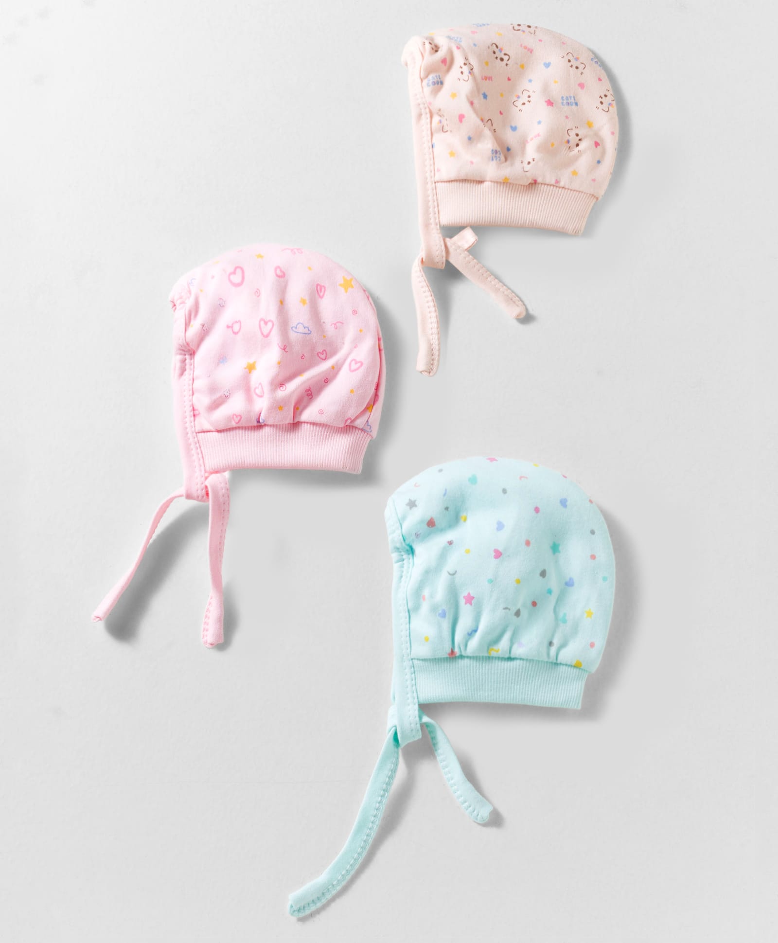 Simply Interlock Knit Printed Baby Caps Pack Of 3 Multicolor - Diameter 36 cm-picture-14