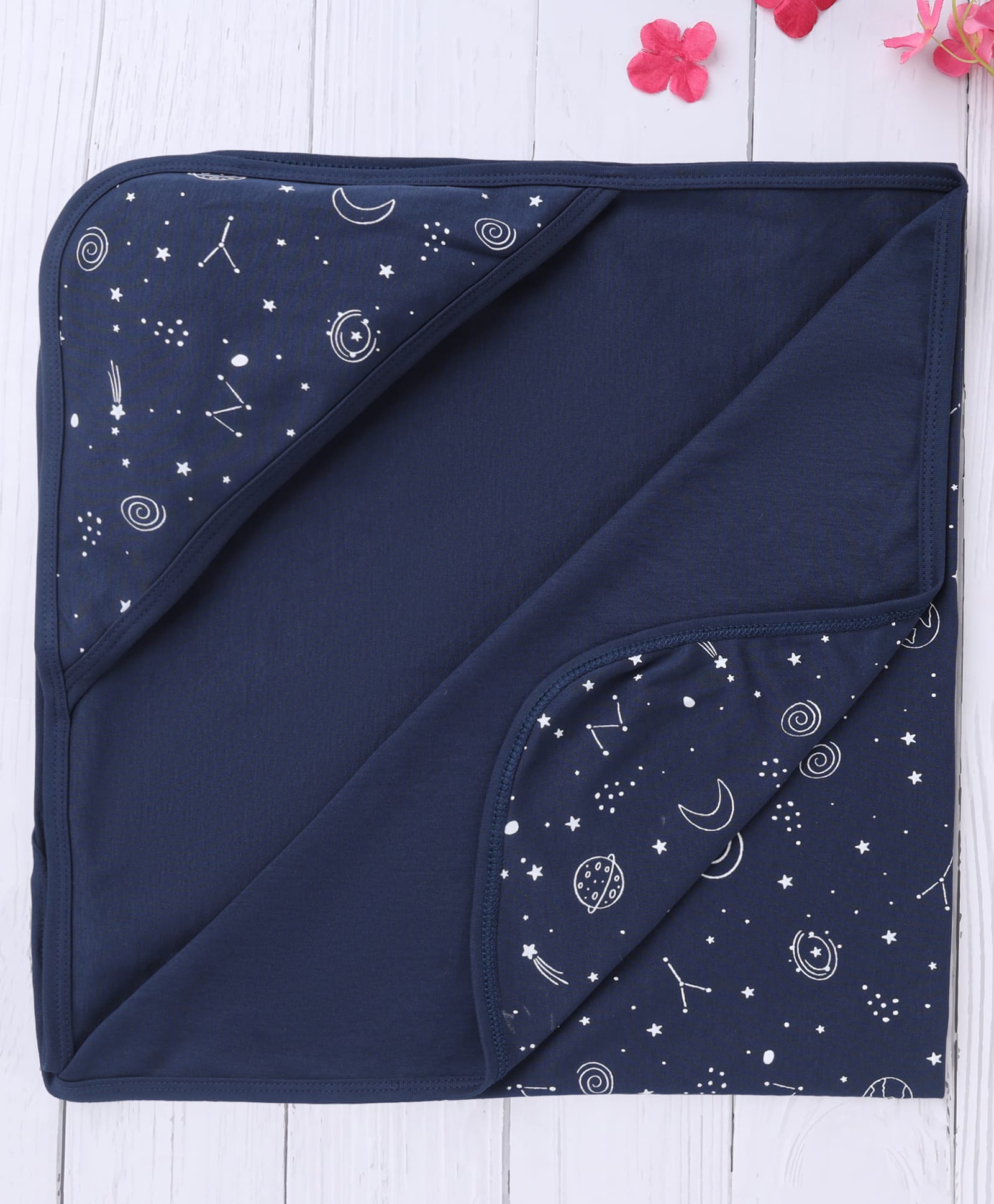 Simply Interlock Knit Towel & Wrappers With Space Print L 82 x B 75.5 cm - Navy Blue-image-49