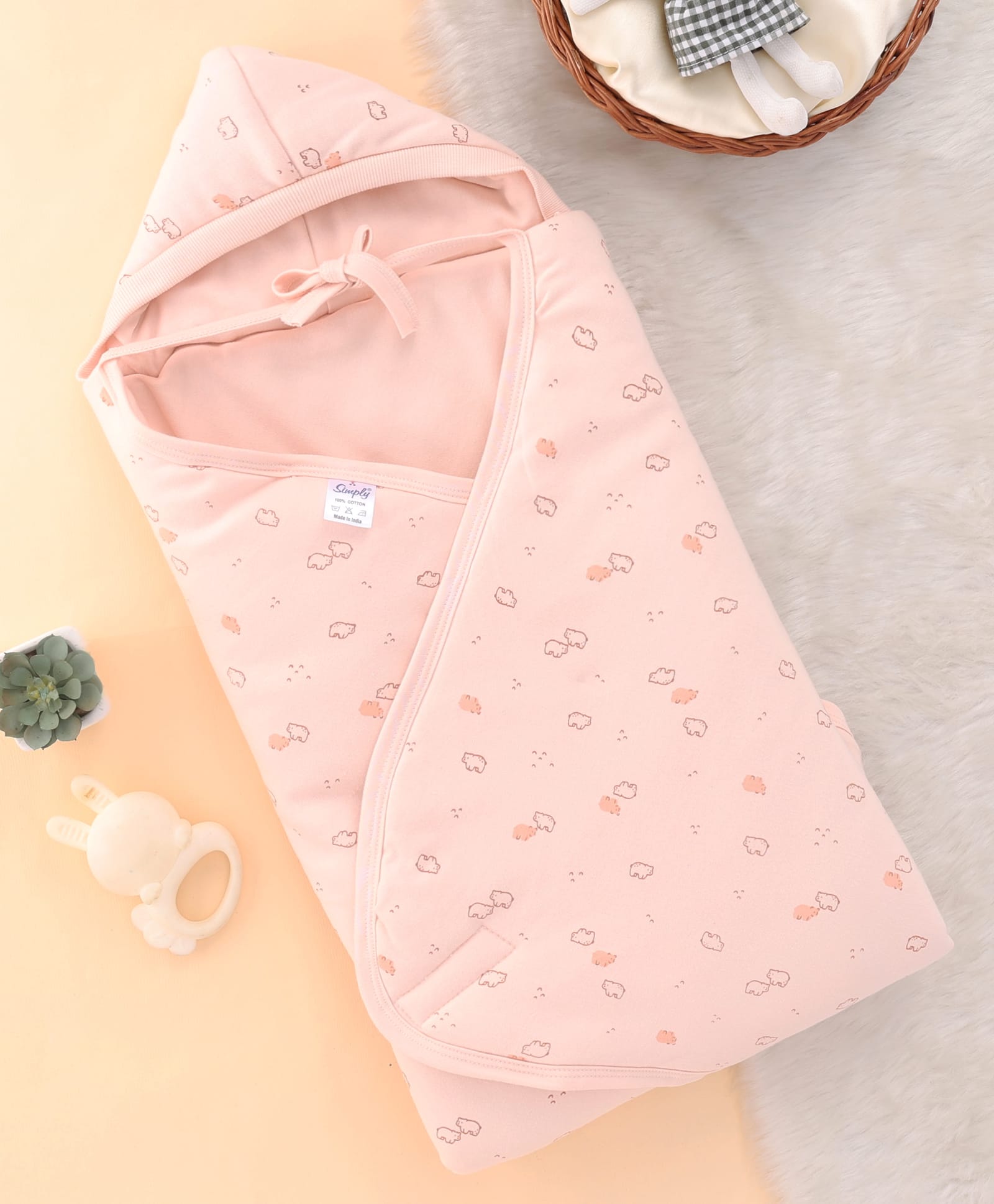 Simply Interlock Knit Towel & Wrappers With Animal Print L 68 x B 66 cm - Tan-image-45