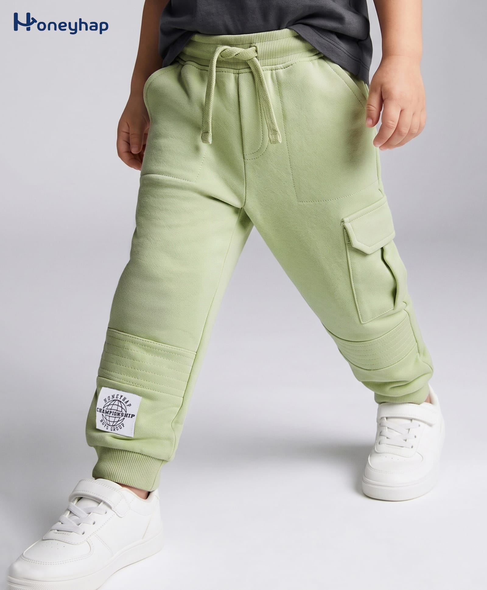 Honeyhap Premium 100% Cotton Terry Knit Full Length Lounge Pant With Bio Finish & Text Patch- Seedling-picture-36
