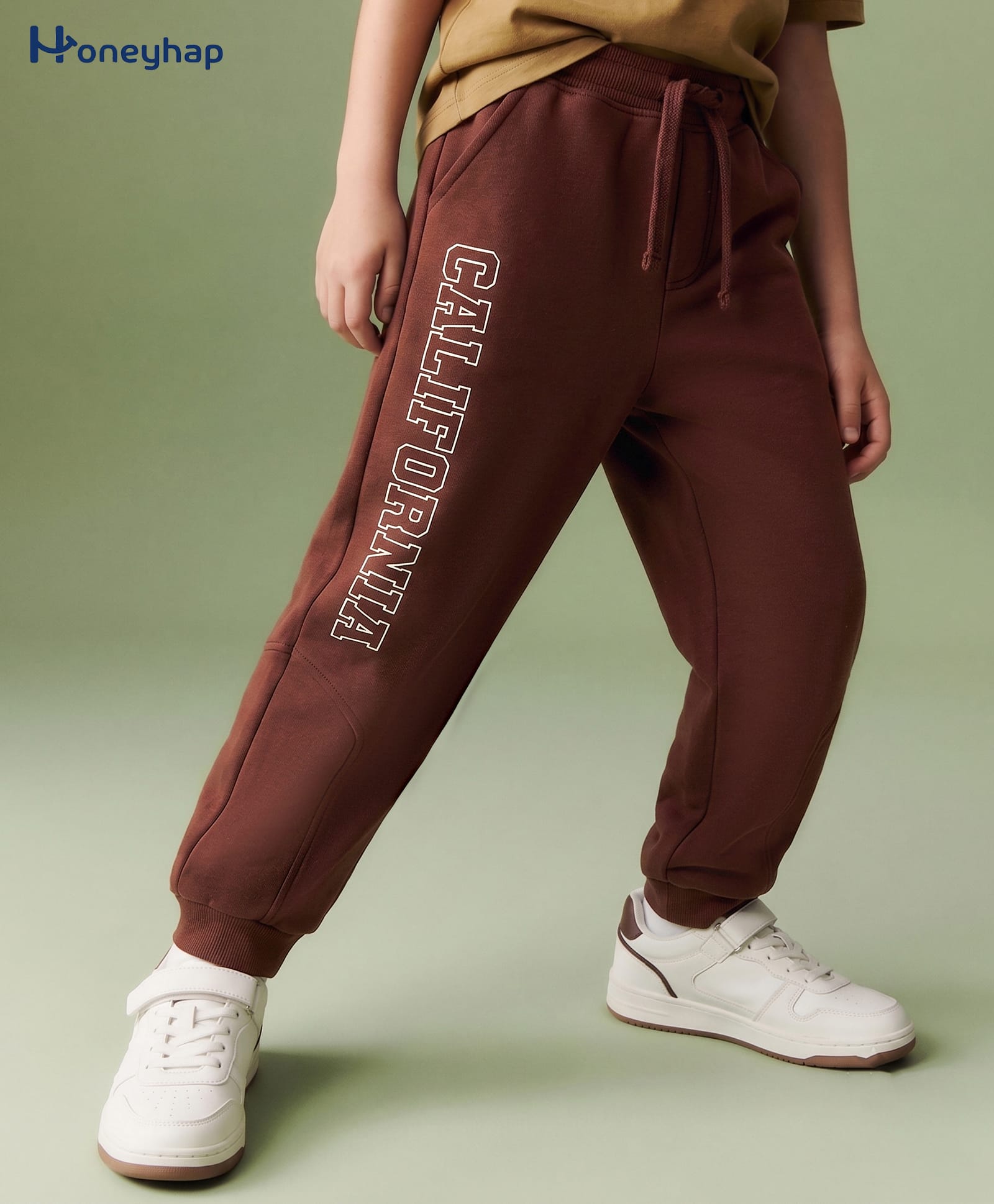 Honeyhap Premium 100% Cotton Terry Knit Full Length Text Printed Lounge Pant With Bio Finish - Cappuccino-picture-34