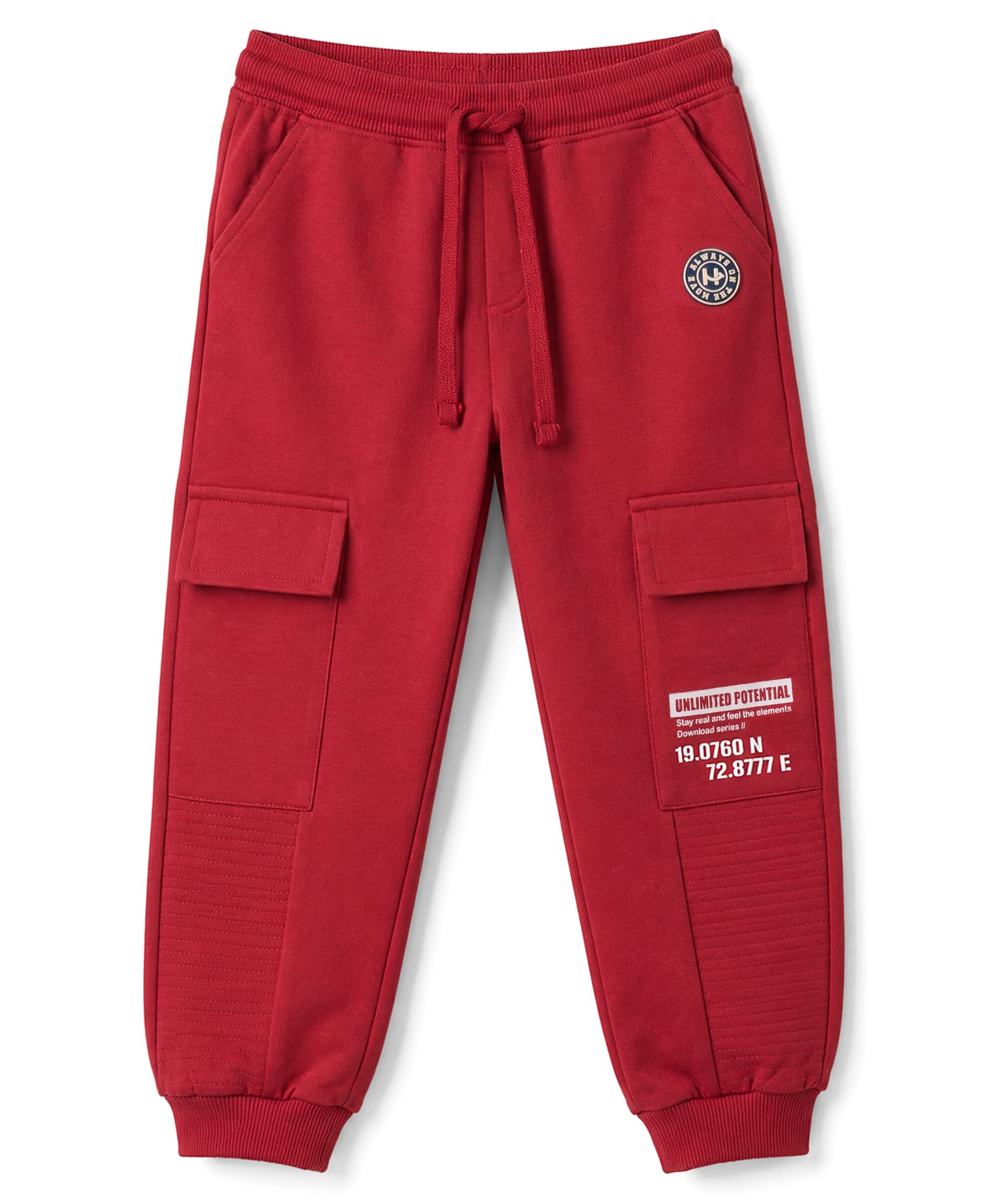 Honeyhap Premium 100% Cotton Terry Knit Full Length Text Printed Cut & Sew Lounge Pant With Bio Finish - Salsa-image-19