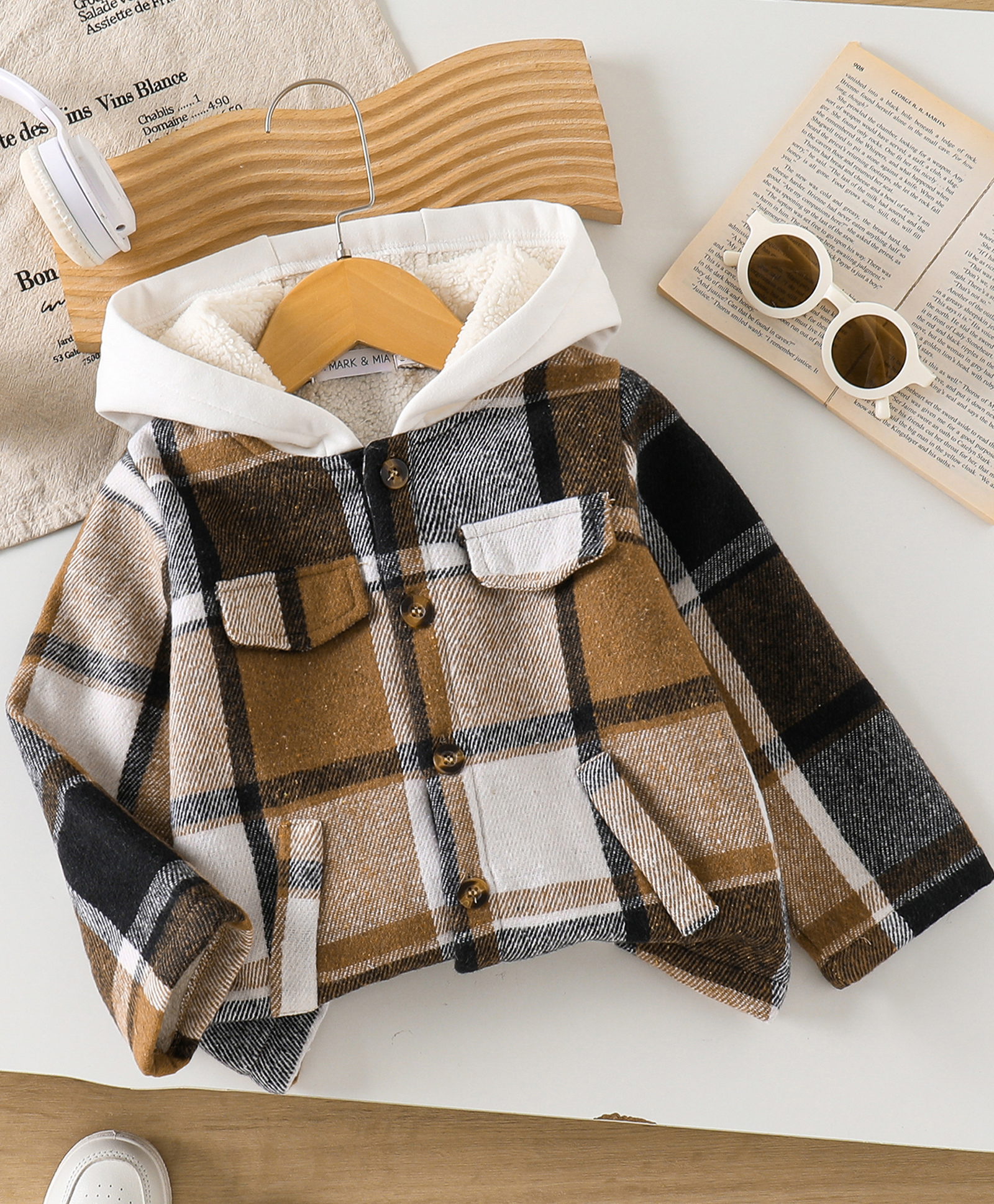 Mark & Mia Full Sleeves Hoodies Plaid Pattern - Brown-picture-22