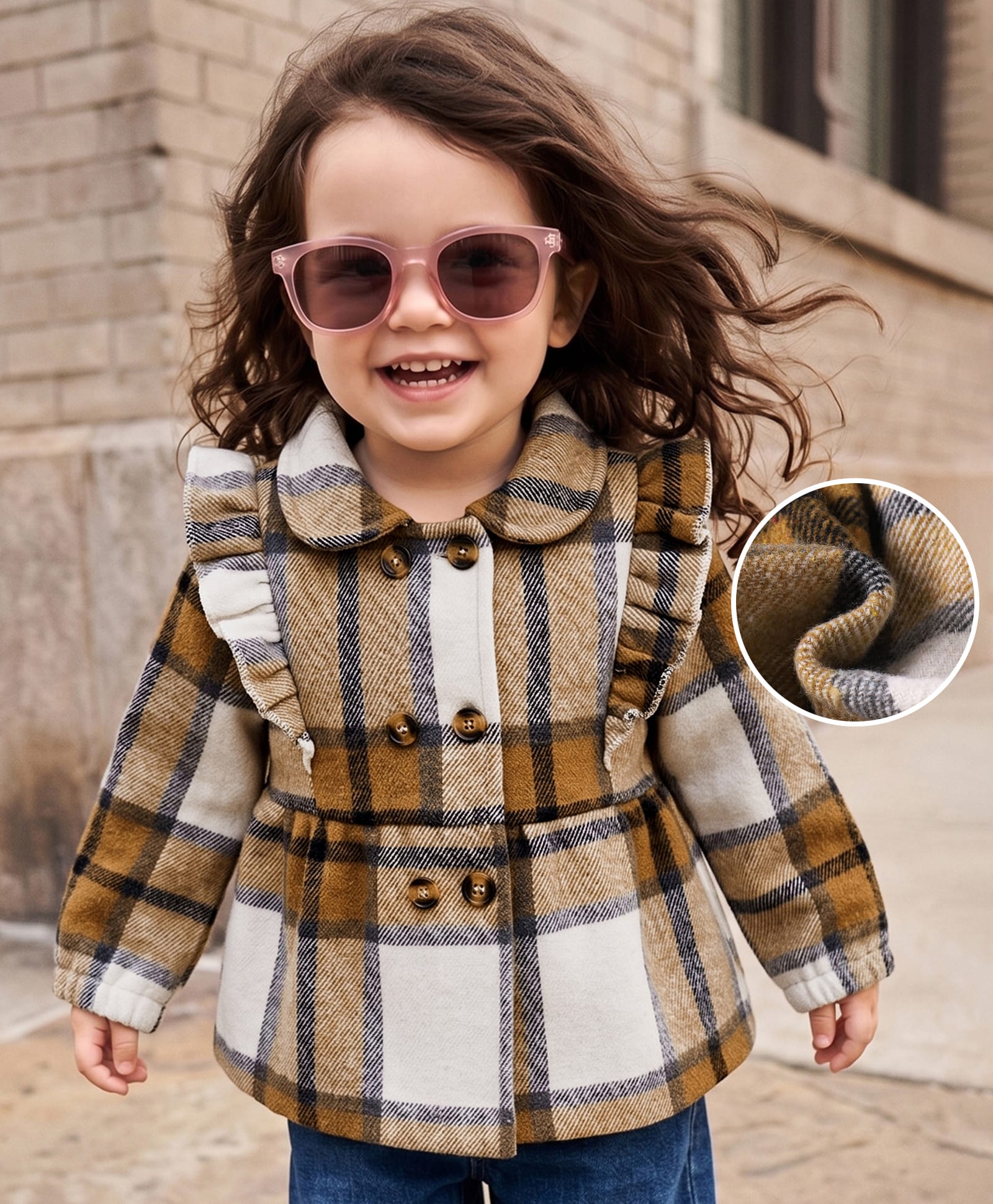 Mark & Mia Jacket with Full Sleeves and Checks Print - Brown-image-45