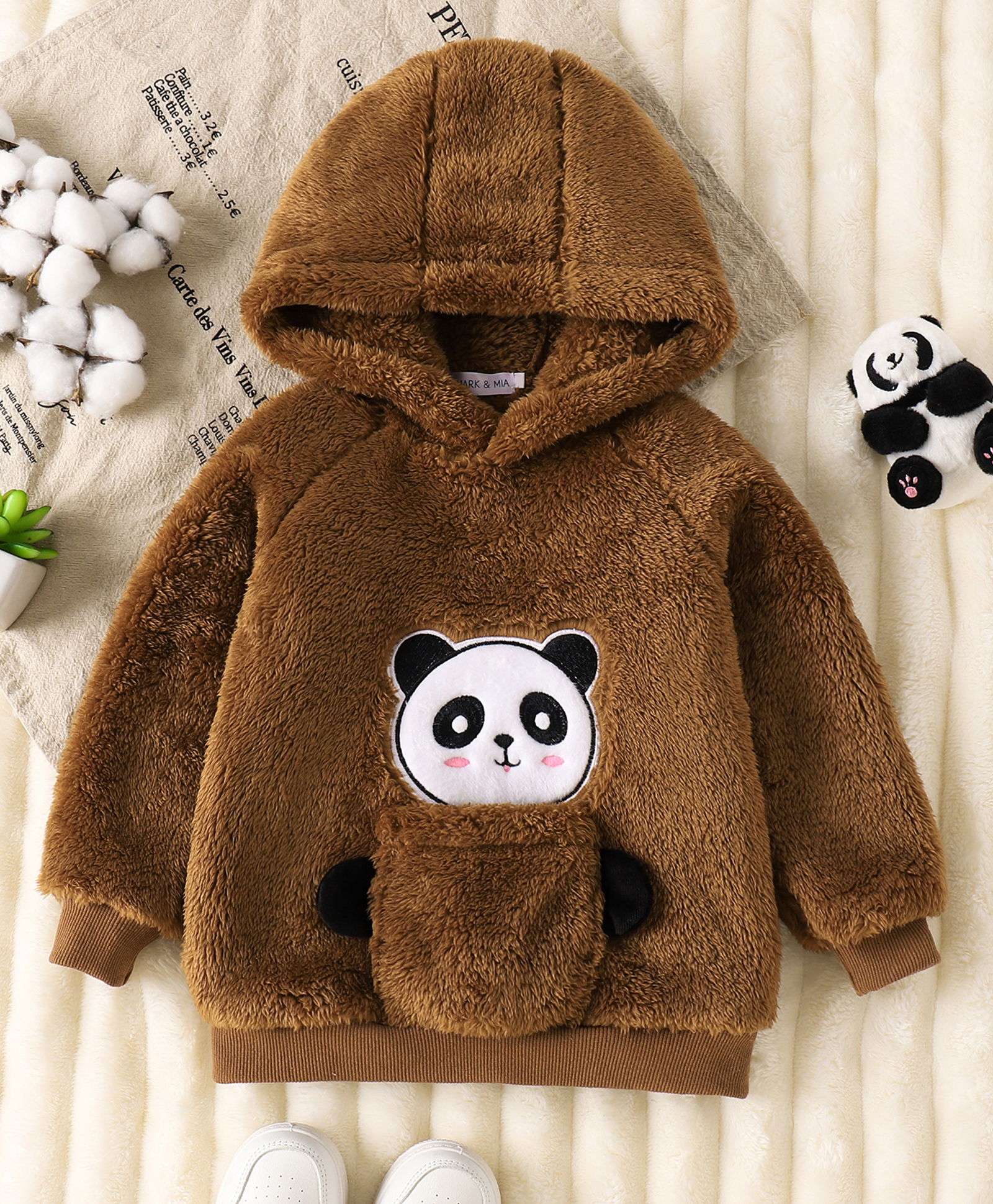 Mark & Mia Full Sleeves Hoodies With Panda Patch - Brown-picture-26