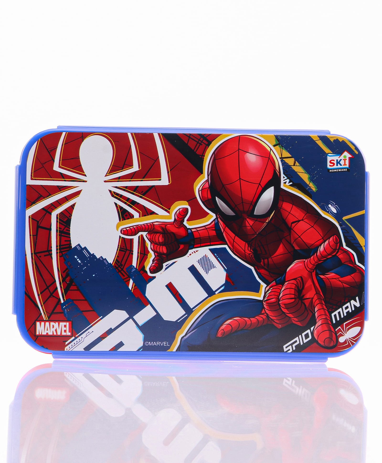 SKI Plastoware Marvel Spiderman Lock & Seal Lunch Box Leak-Proof Kids Food Storage Box Blue & Red - 800 ml-image-9