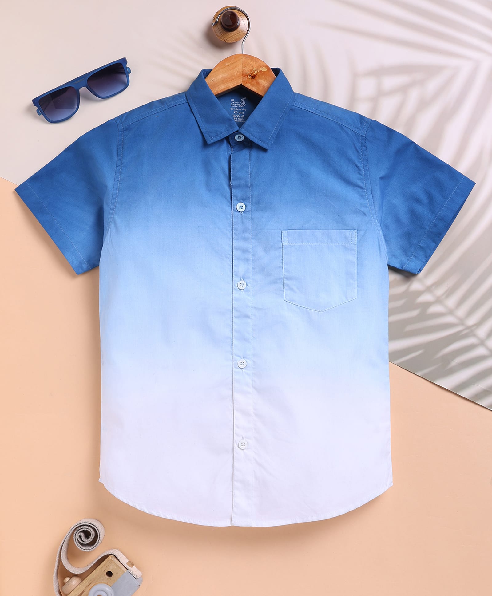 TOONYPORT Cotton Knit Half Sleeves Ombre Shirt - Blue-image-46