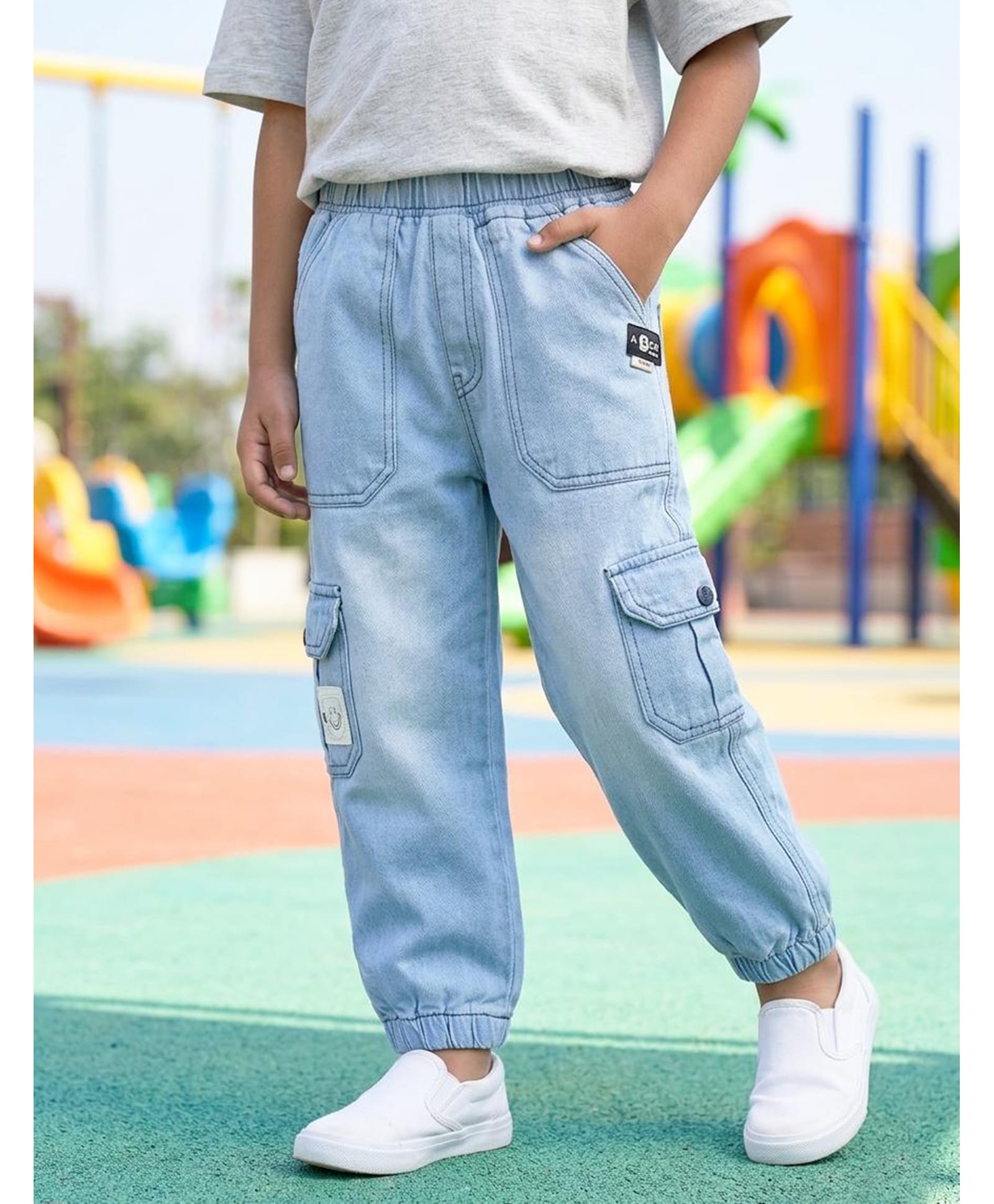 TOONYPORT Denim Woven Cargo Style Washed Jeans - Blue-picture-32