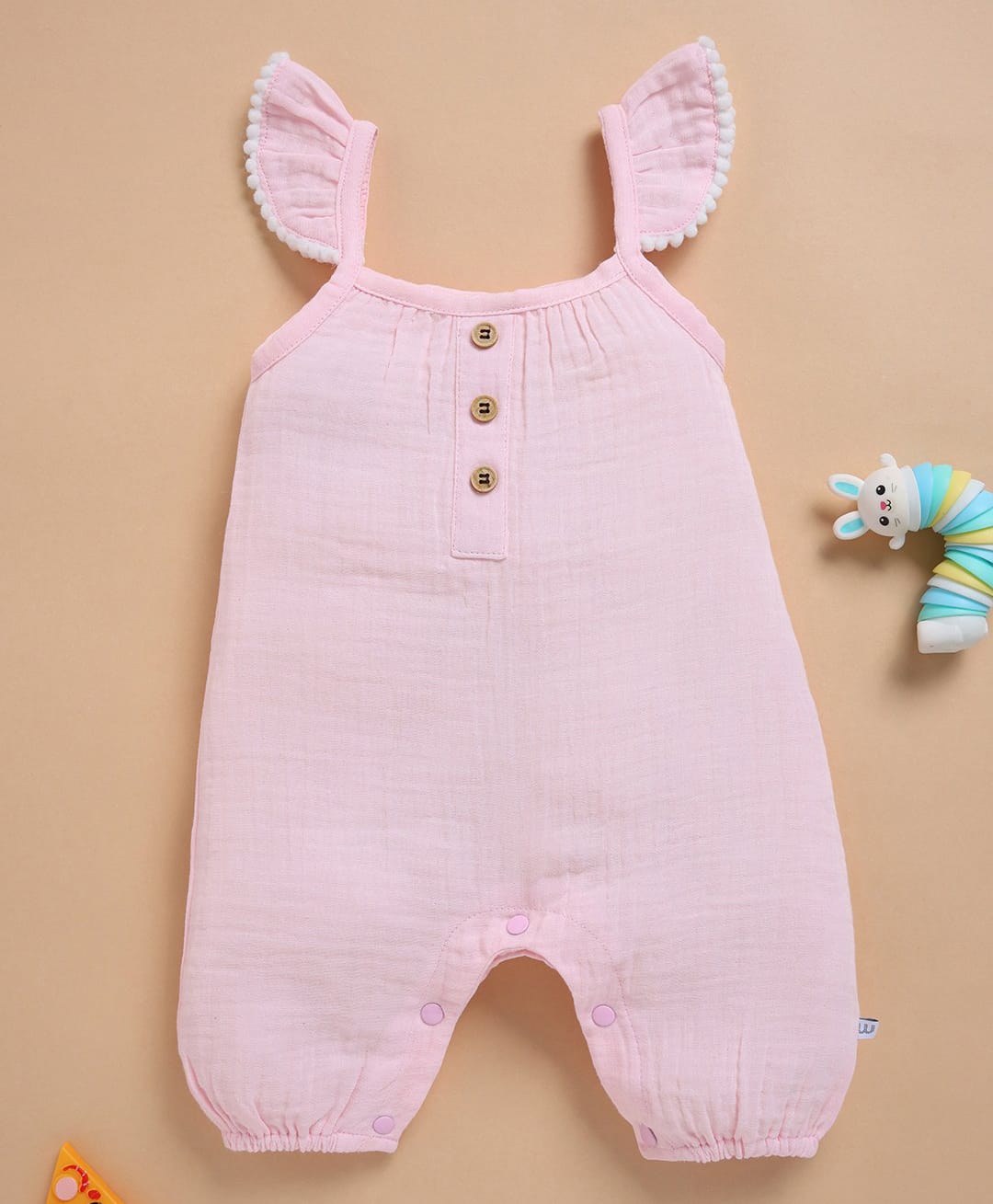 Wonderchild Sleeveless Solid Romper - Pink-image-0