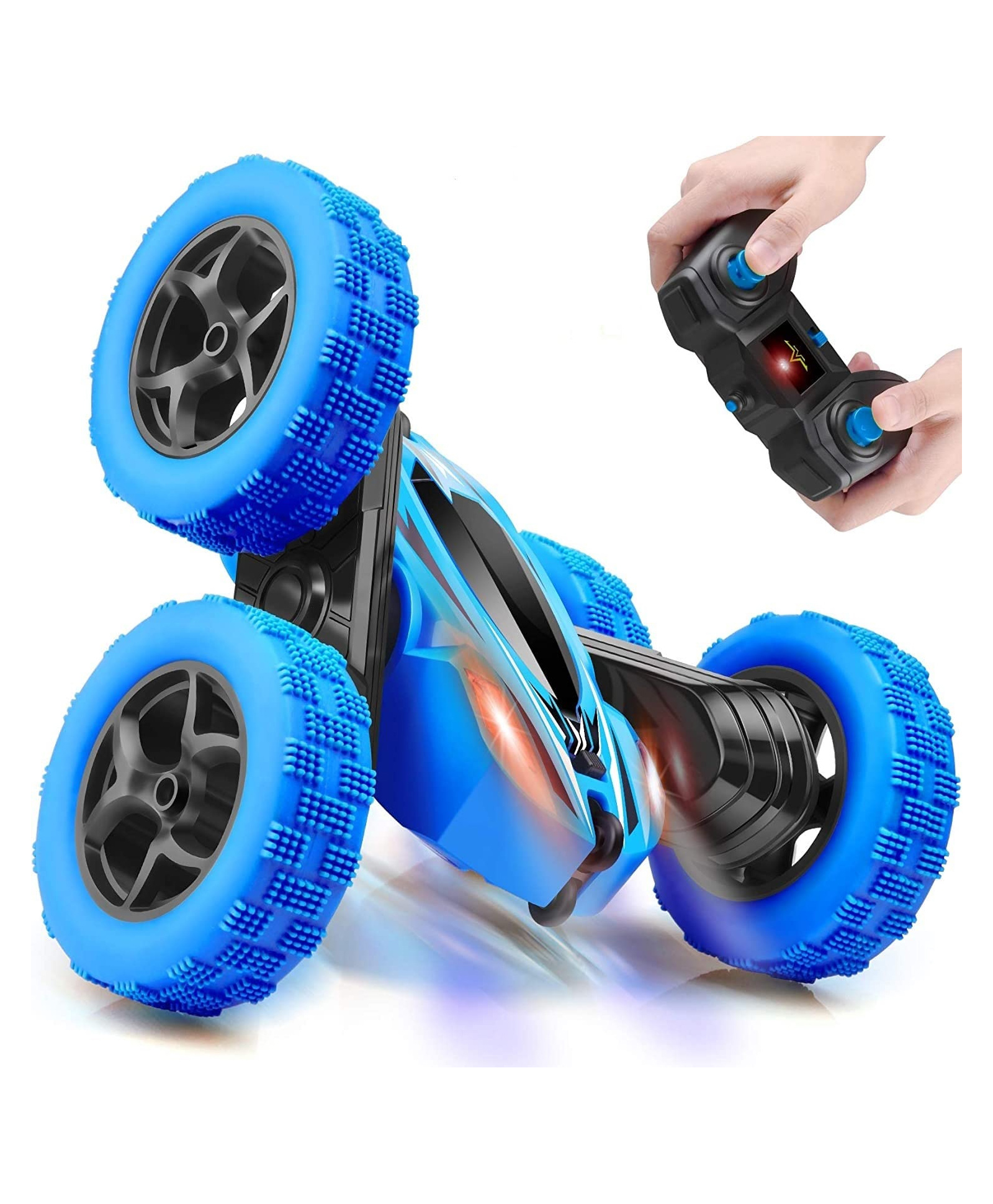Sanjary Remote Control Stunt Car 4WD Double Sided 360° Flips Off Road RC Car LED Lights High Speed Kids Toy Gift color design may vary-image-5