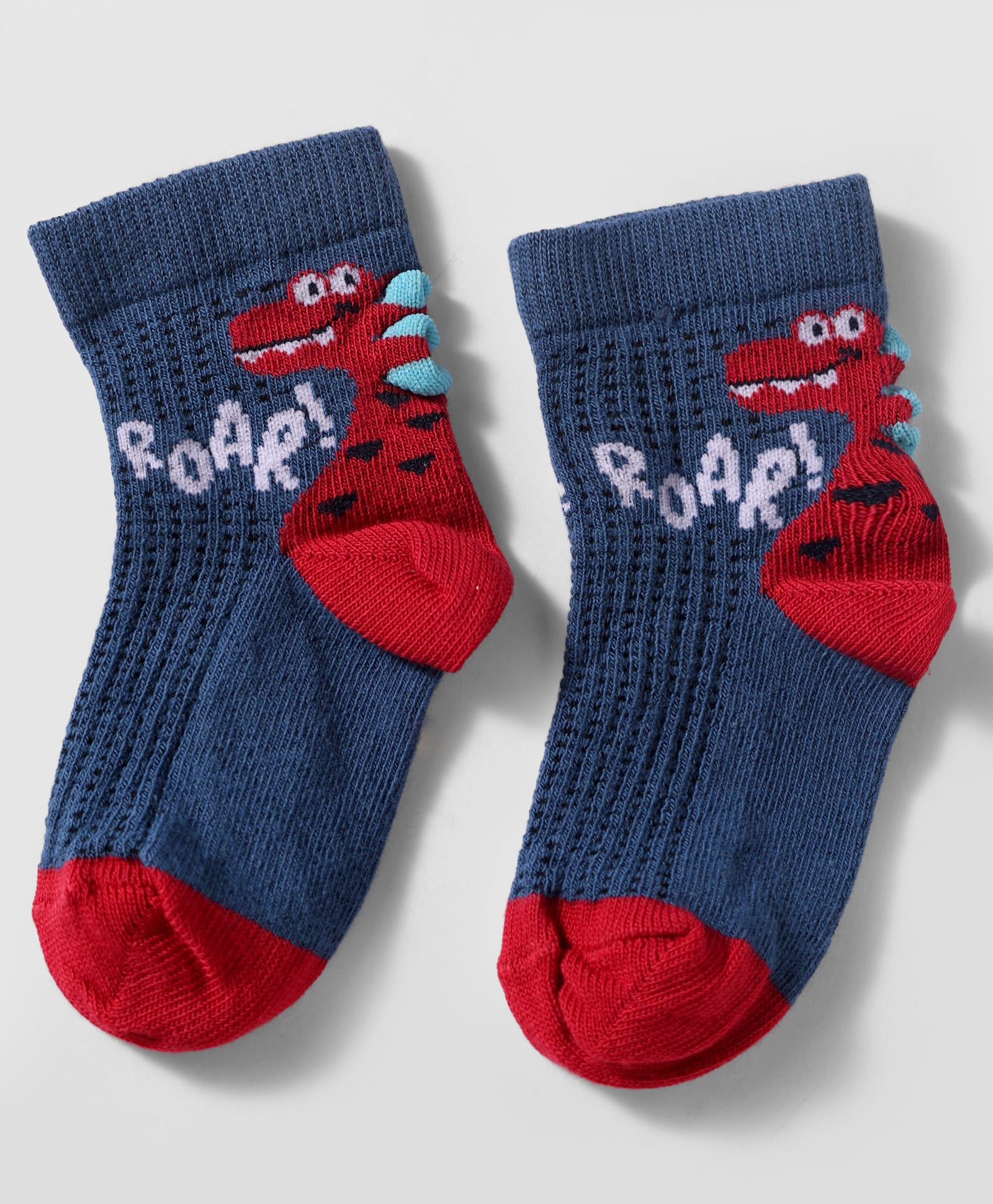Mustang Knit Ankle Length Socks With Dino Design - Navy Blue-image-30
