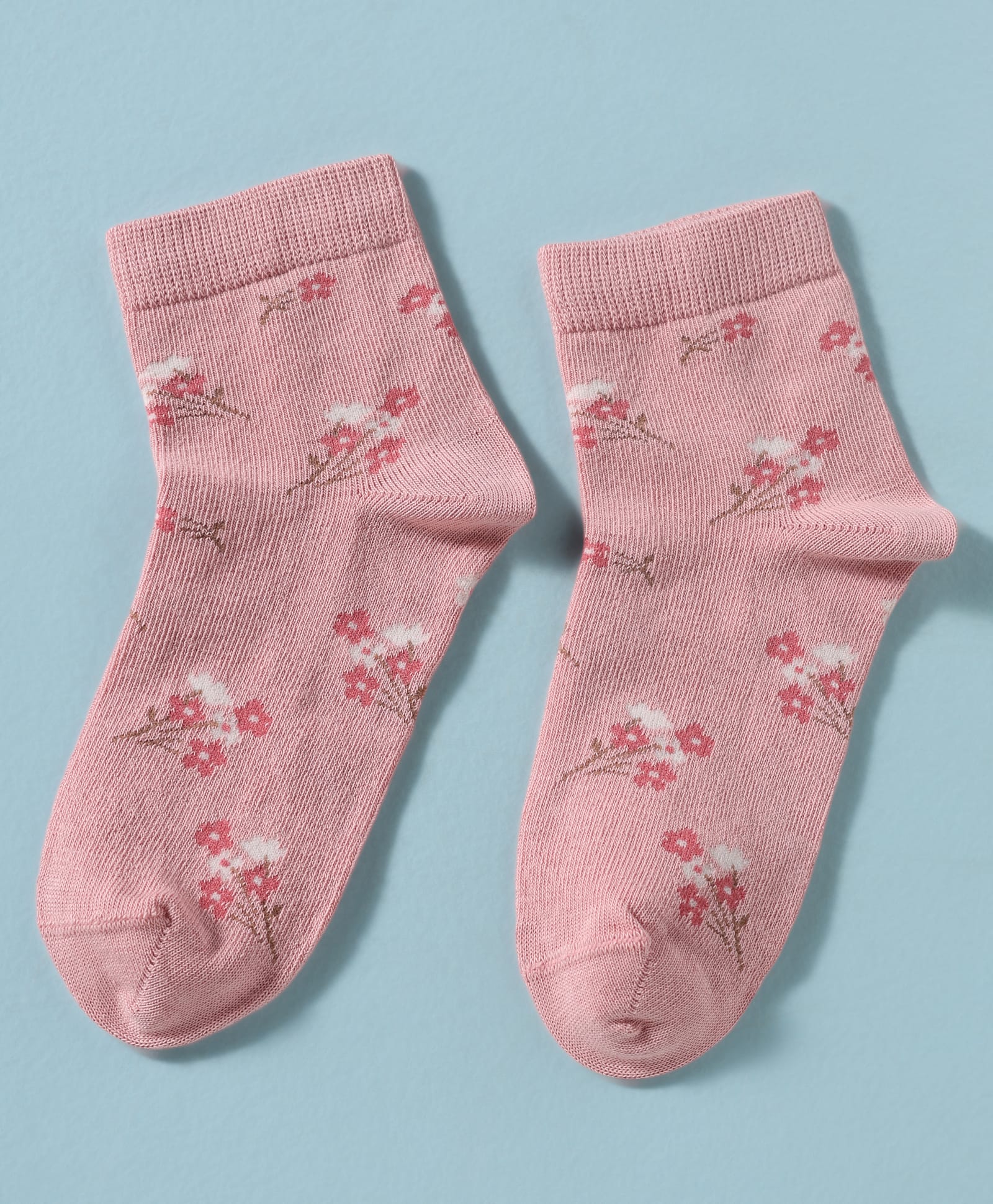 Mustang Knit Ankle Length Socks With Floral Design - Pink-picture-11