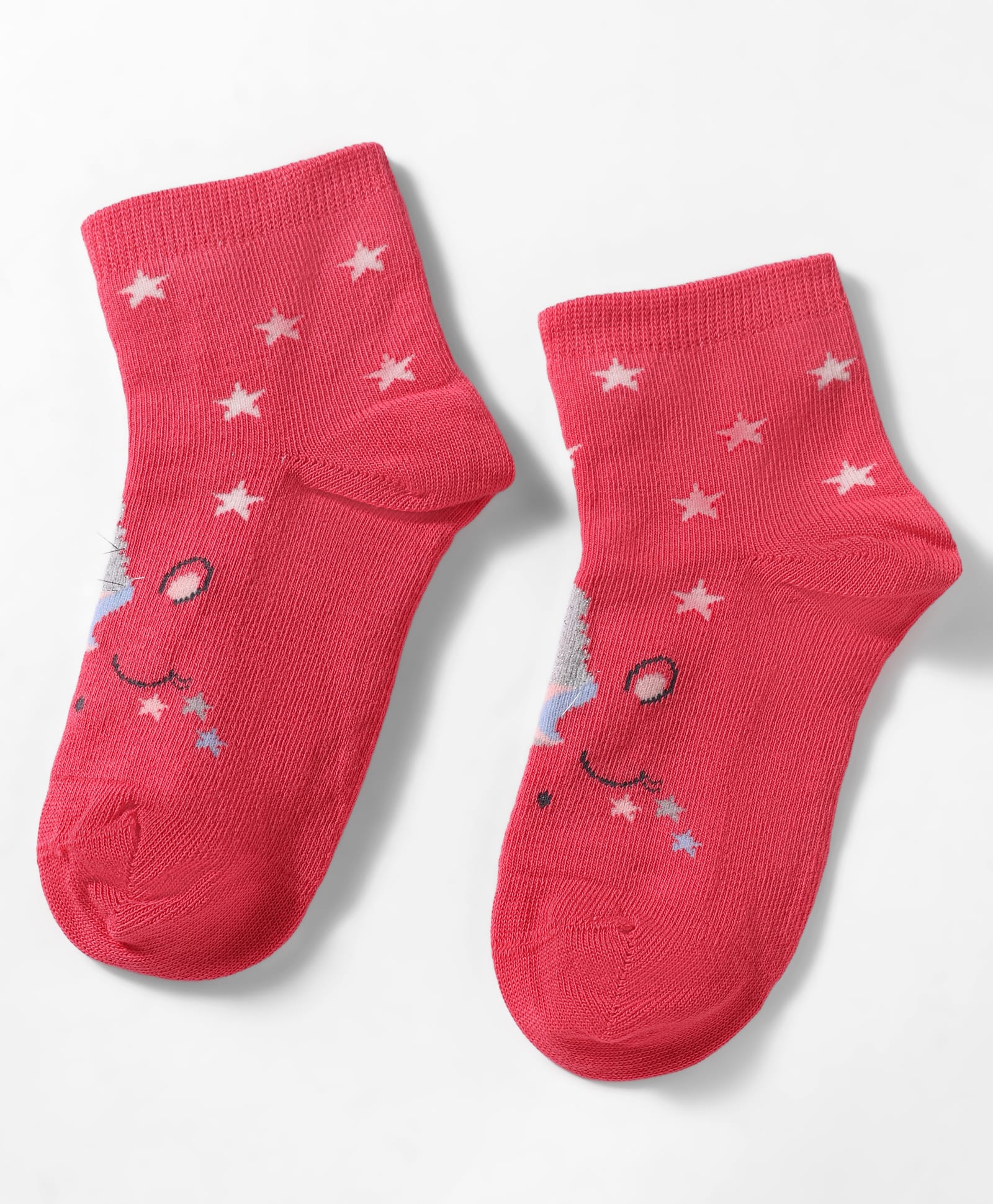 Mustang Knit Ankle Length Socks With Star Design - Coral
