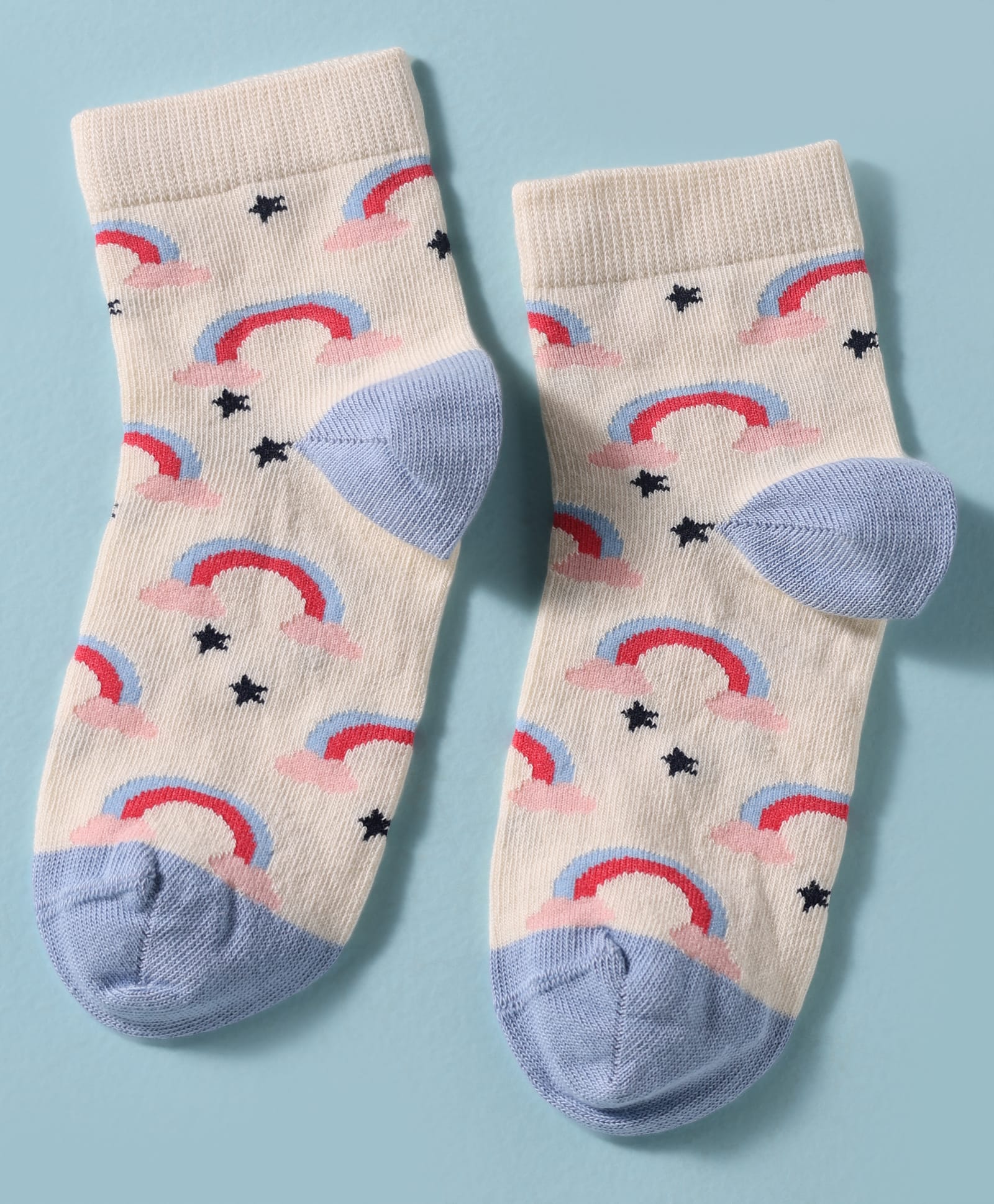 Mustang Knit Ankle Length Socks With Rainbow Design - OffWhite-picture-27