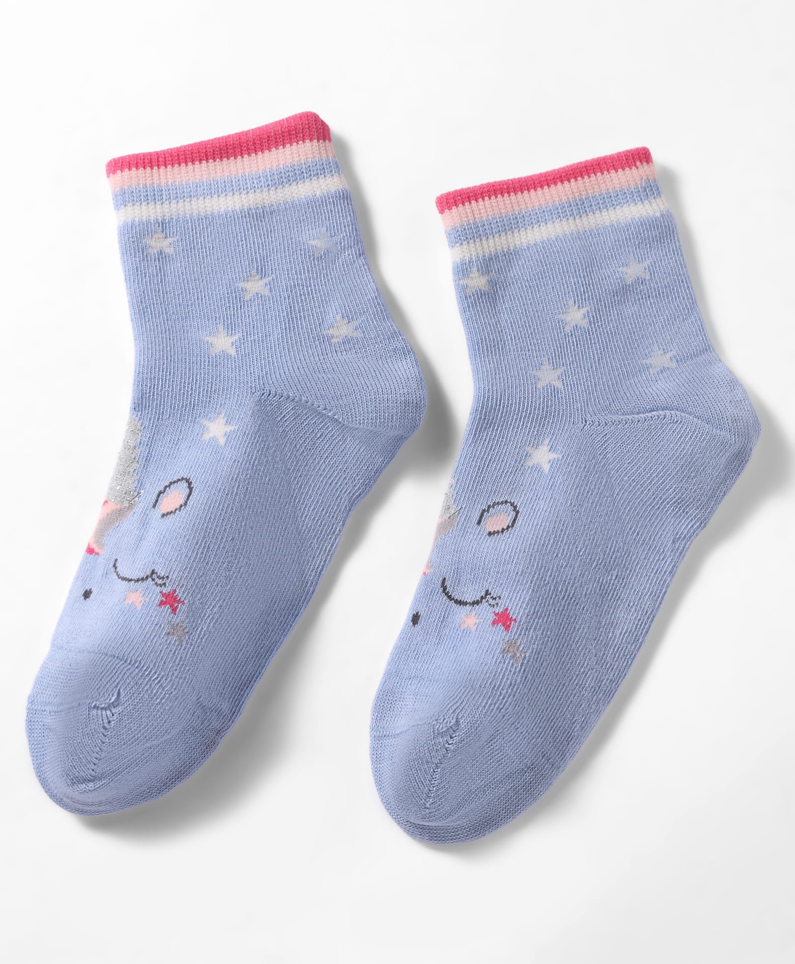 Mustang Knit Ankle Length Socks With Star Design - Light Blue-image-40