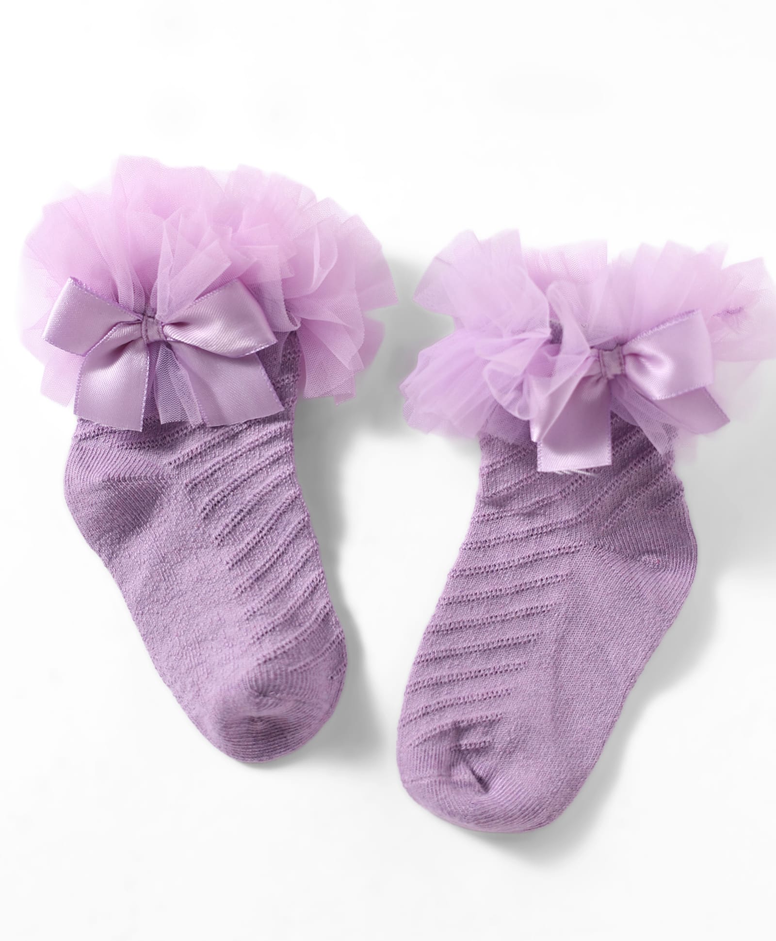 Mustang Knit Ankle Length Socks With Bow Applique - Lavender-picture-18