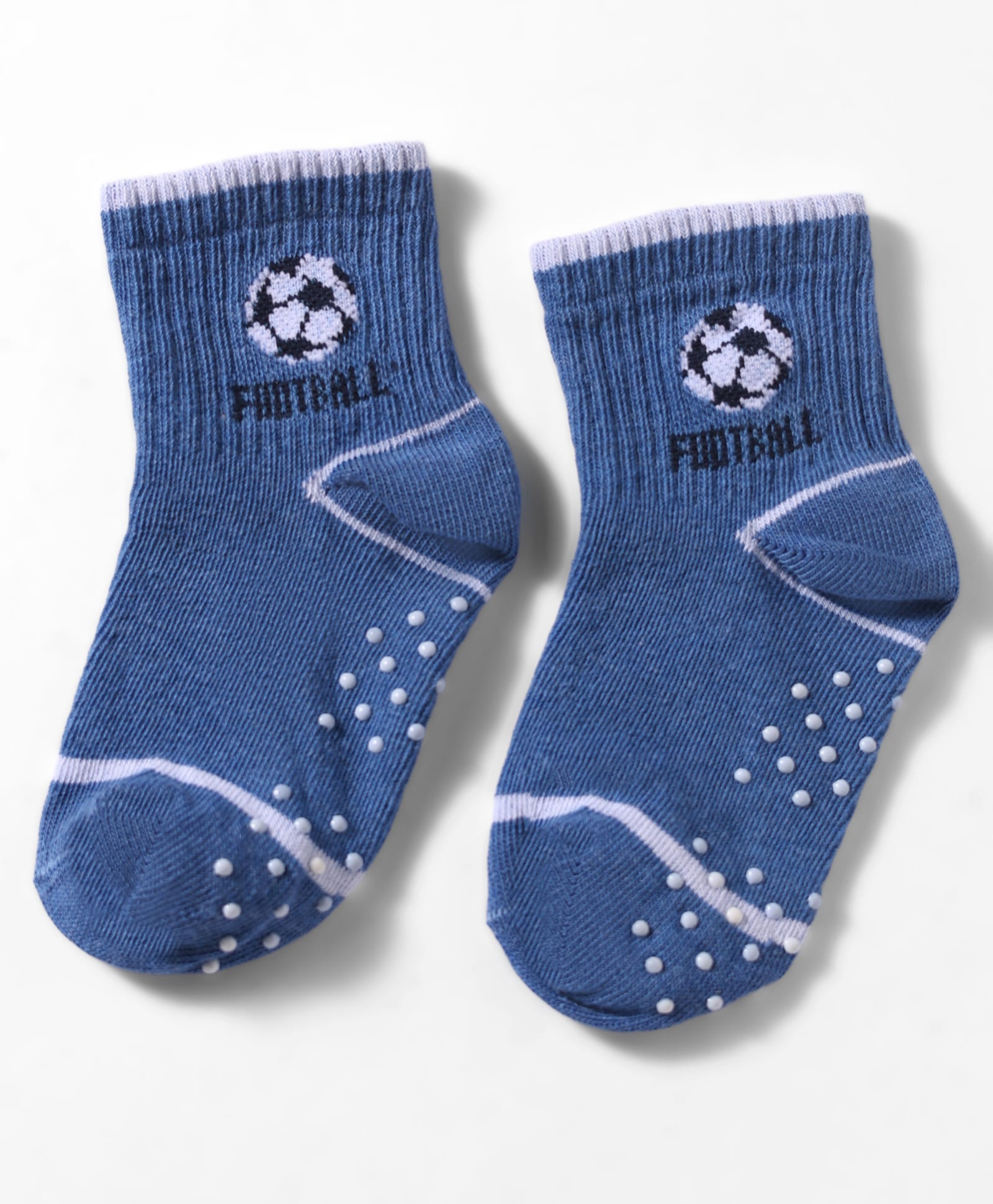 Mustang Knit Anti Skid Ankle Length Socks With Sports Theme & Text Design - Royal Blue