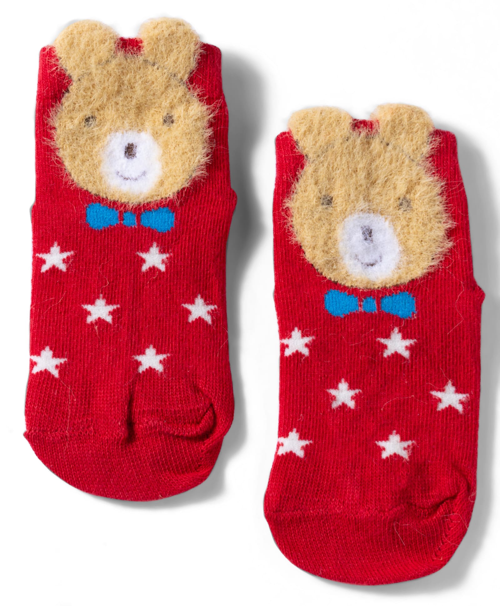 Mustang Knit Ankle Length Anti Skid Socks With Bear Design - Red-image-36