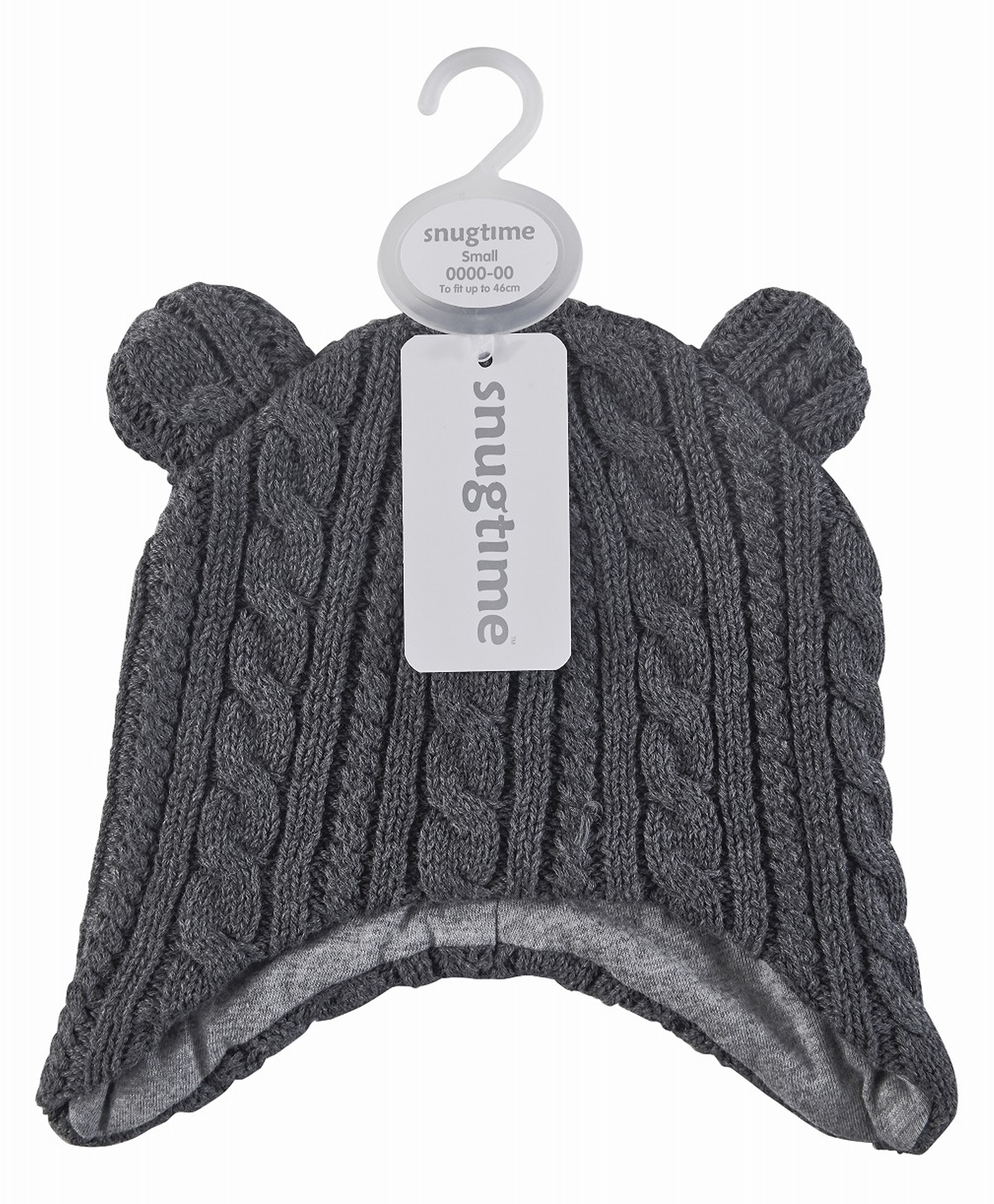 SNUGTIME Cotton Knit Cable Knit Designed Ear Applique Detailed Beanie - Grey - Circumference 50 Cms-picture-3