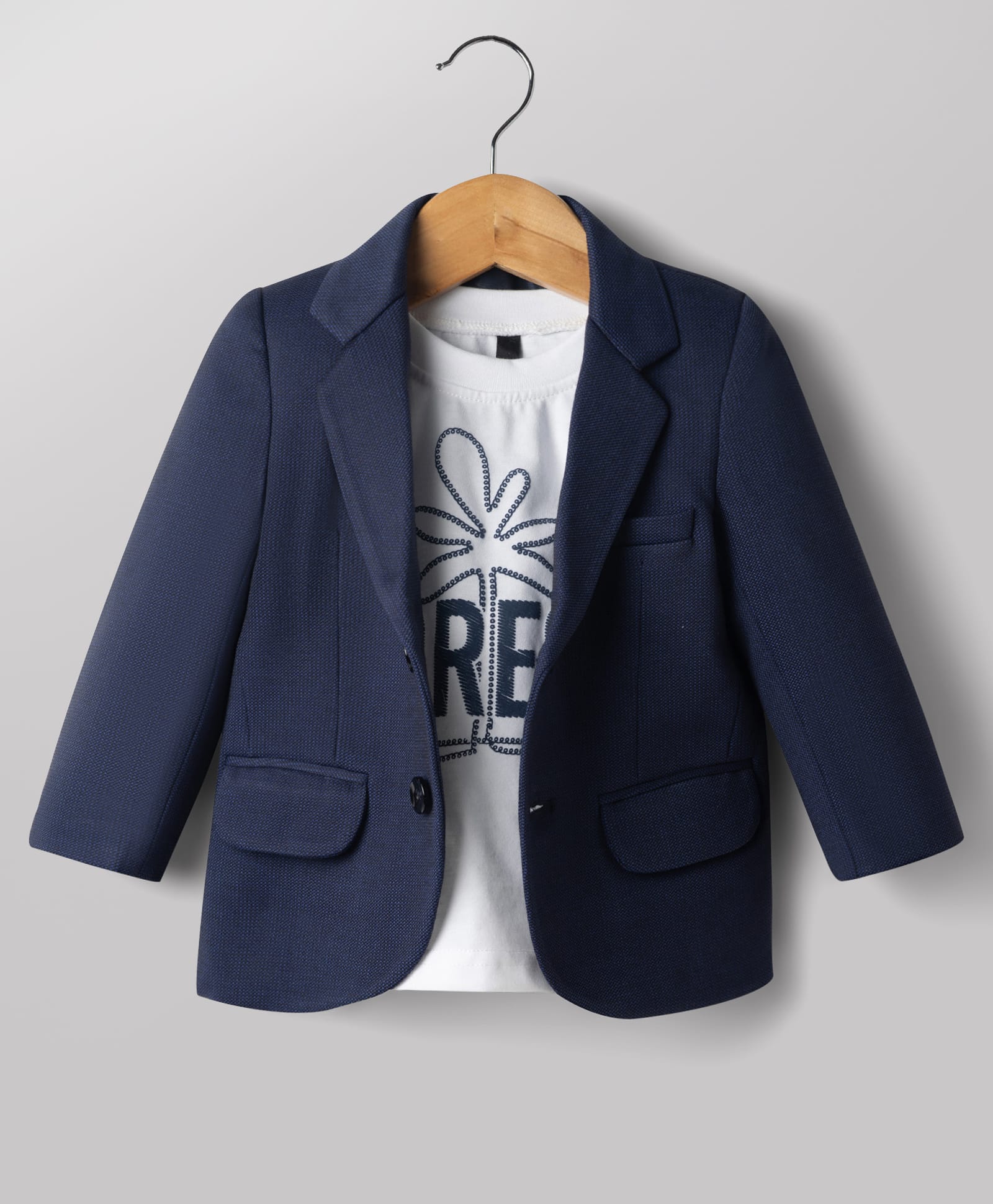 Robo Fry Cotton Woven Full Sleeves Solid Blazer with Inner Tee - Navy Blue-image-32