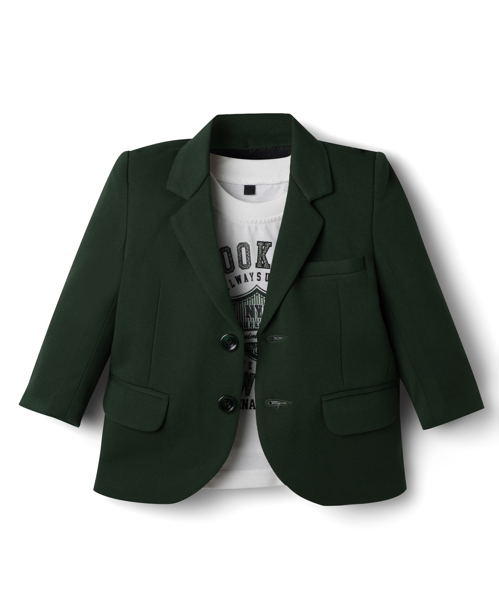 Robo Fry Cotton Woven Full Sleeves Solid Blazer with Inner Tee - Dark Green-picture-18