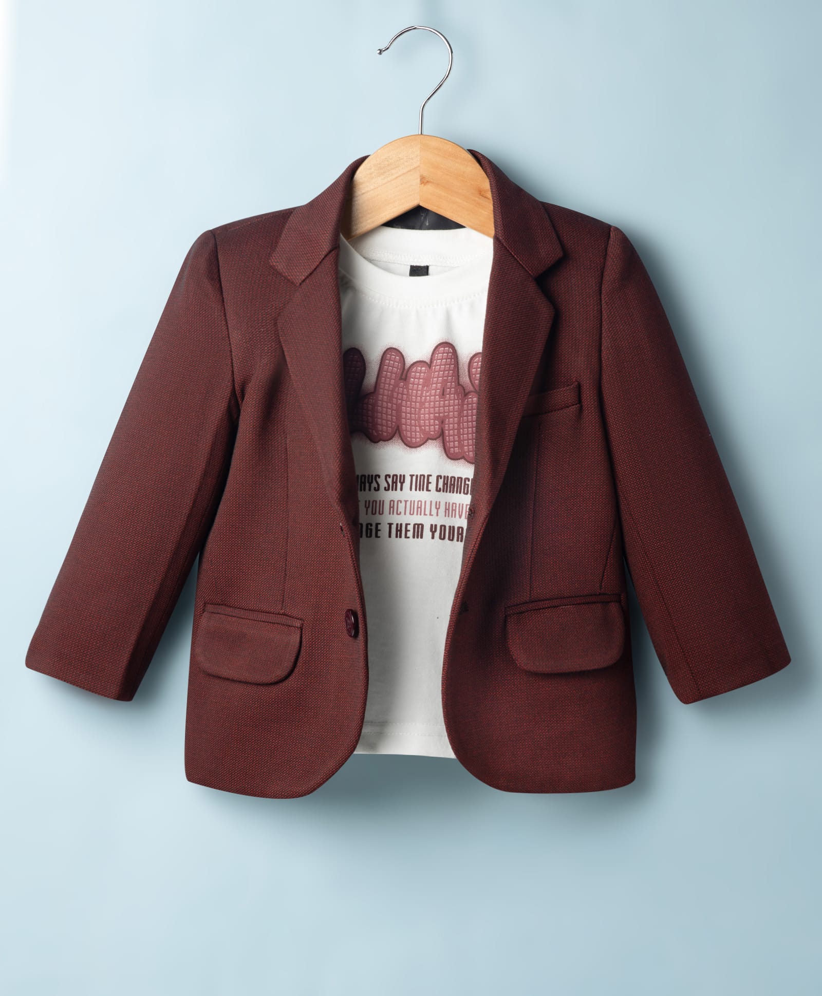 Robo Fry Cotton Woven Full Sleeves Solid Blazer with Inner Tee - Maroon-image-23