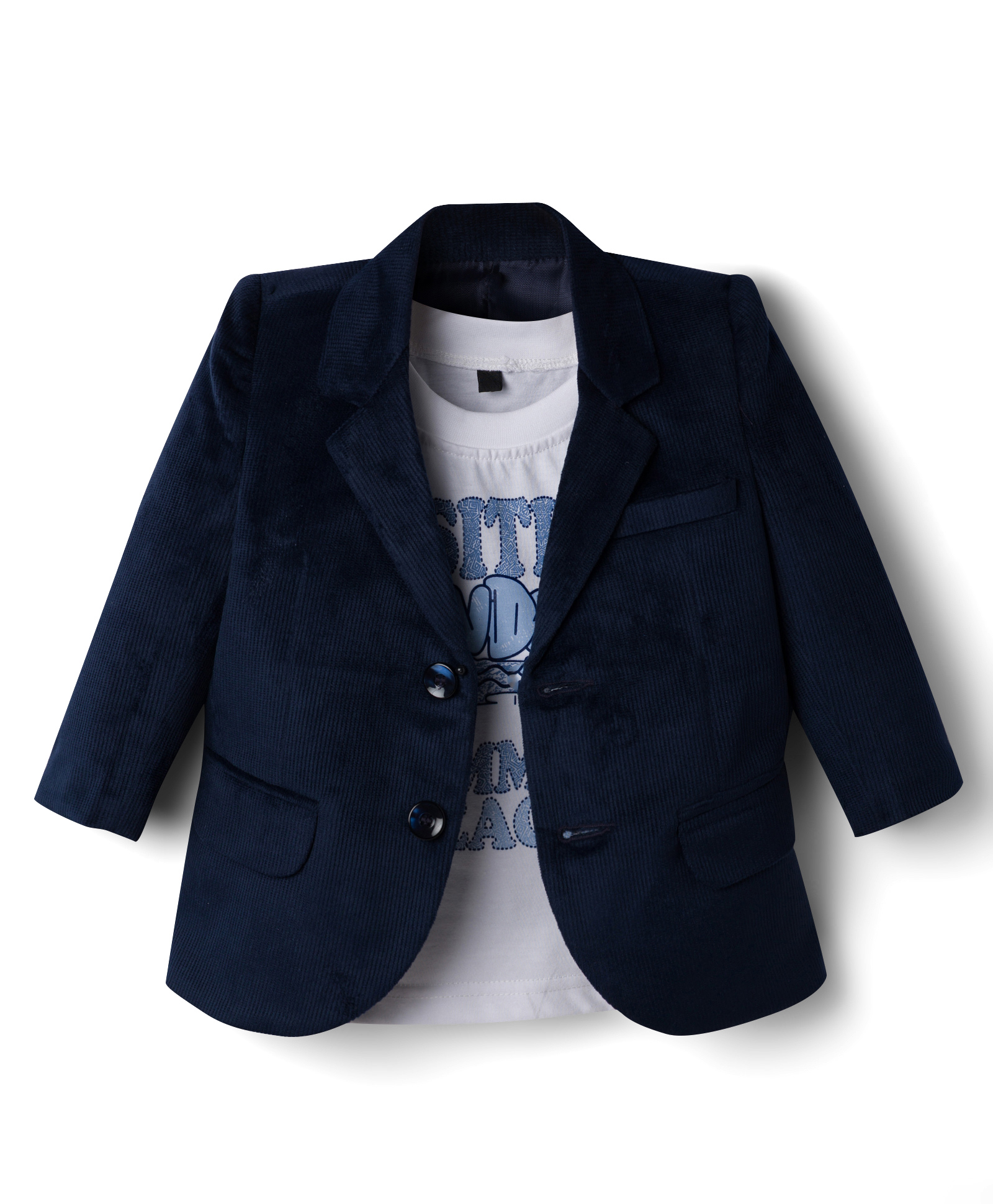 Robo Fry Cotton Woven Full Sleeves Solid Blazer with Inner Tee - Navy Blue-image-4