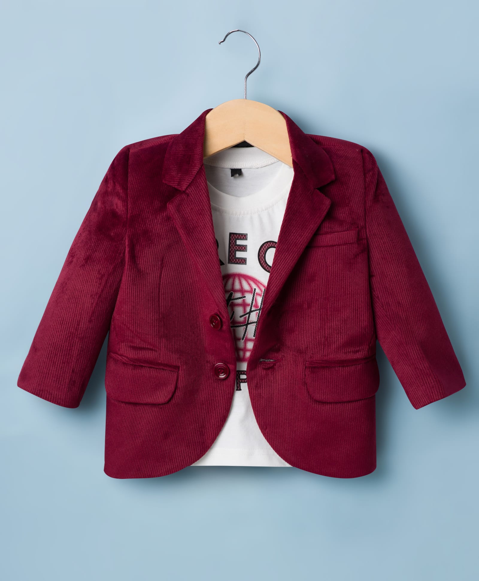 Robo Fry Cotton Woven Full Sleeves Solid Blazer with Inner Tee - Maroon-picture-3