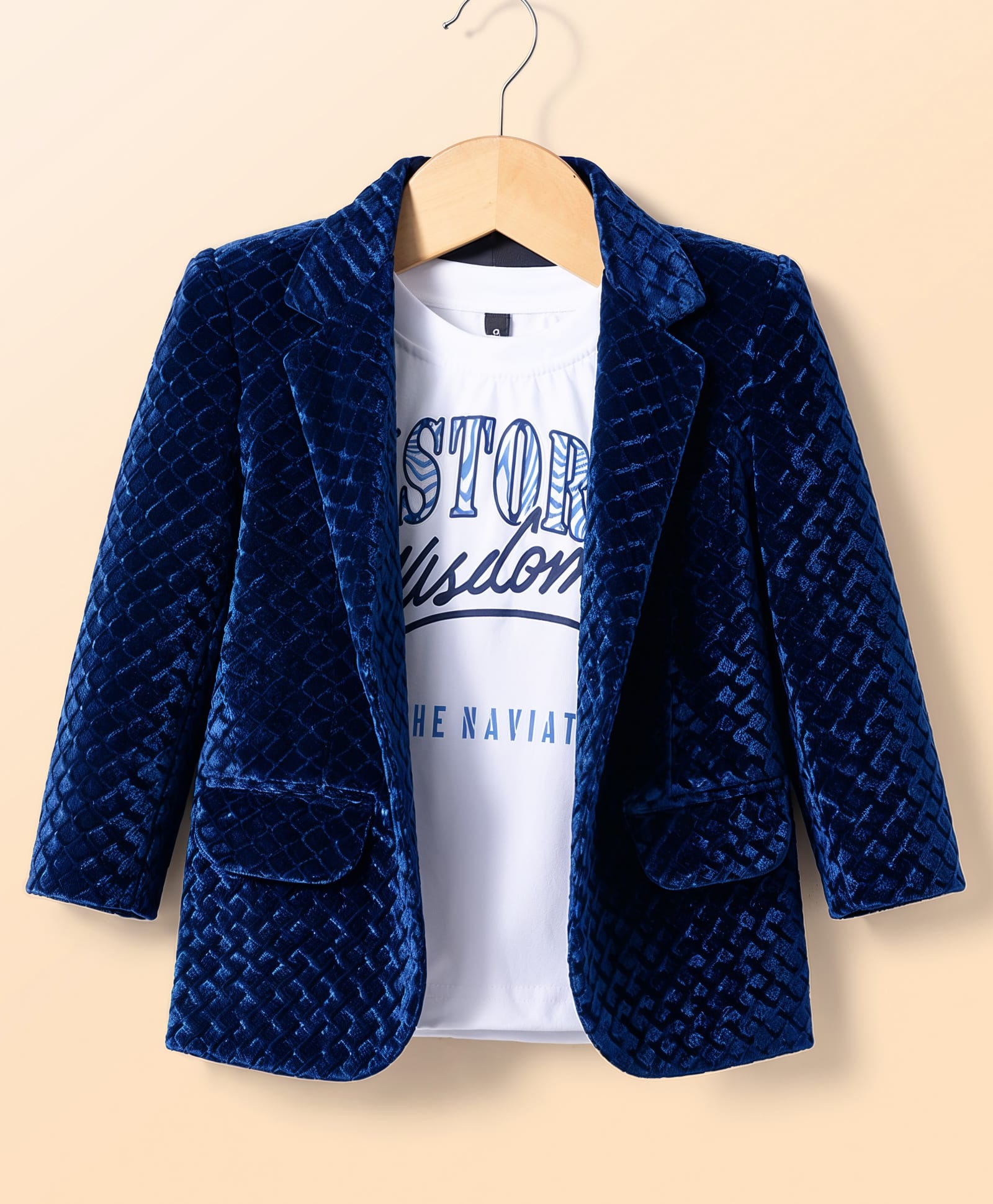 Robo Fry Cotton Wove Full Sleeves Checked Blazer With Inner Tee - Royal Blue-picture-12