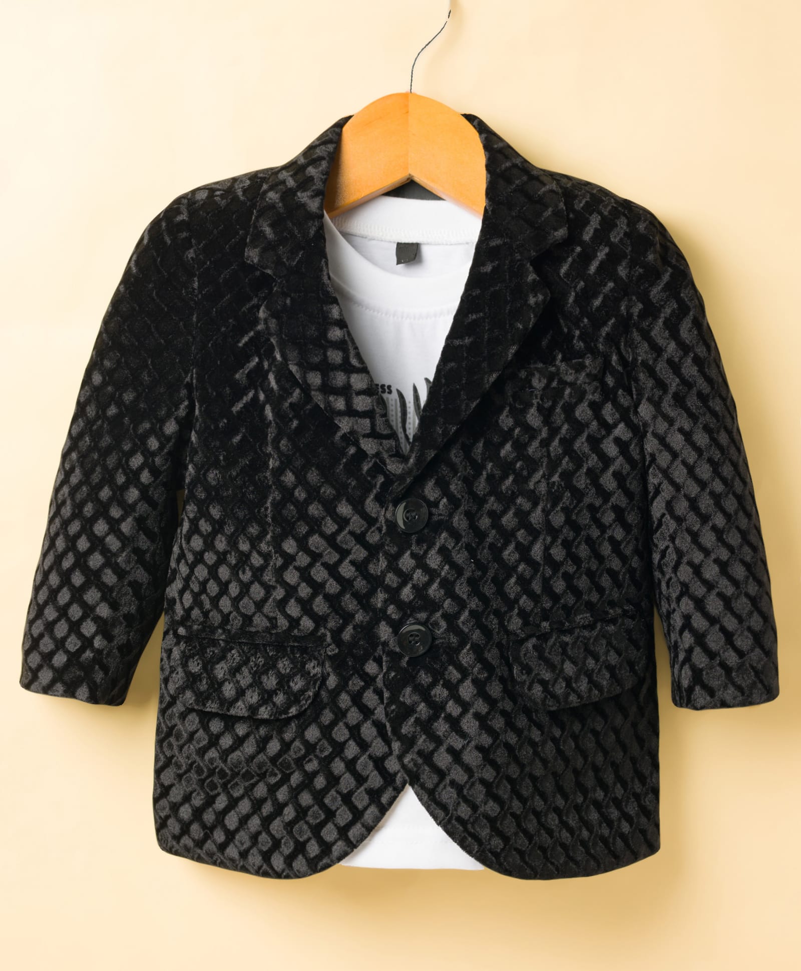 Robo Fry Cotton Woven Full Sleeves Checked Blazer With Inner Tee - Black-image-39