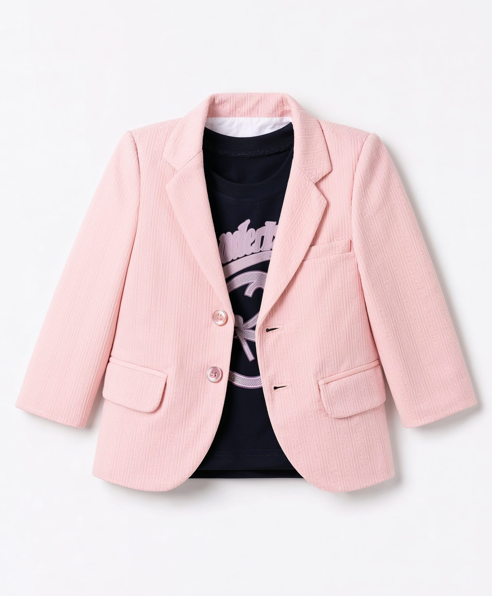 Robo Fry Cotton Woven Full Sleeves Solid Textured Blazers With Thunder Road Printed T-Shirt - Pink-picture-26
