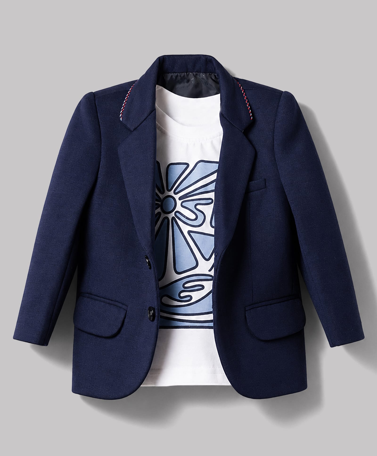 Robo Fry Cotton Woven Full Sleeves Solid Blazer With Printed Tee - Navy Blue-picture-17