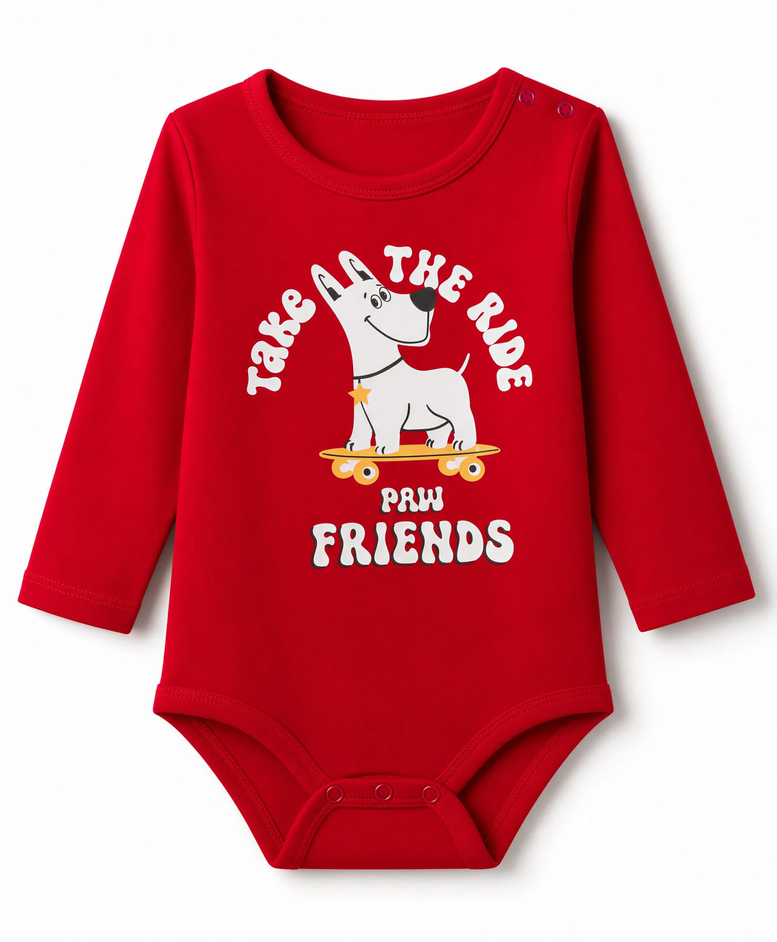 Doodle Poodle 100% Cotton Knit Full Sleeves Puppy Printed Onesie -Maroon-picture-22