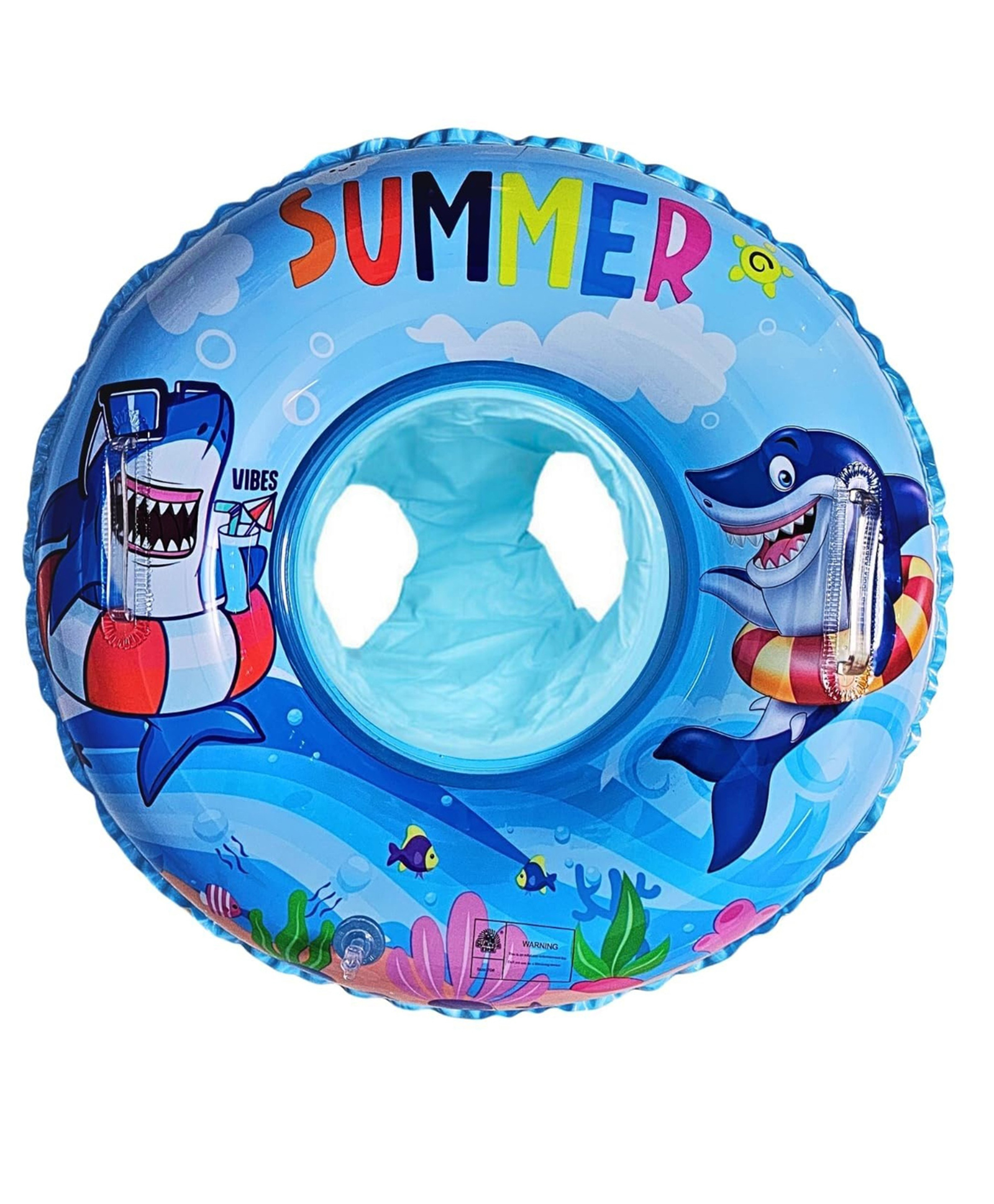 YAMAMA Cartoon Print Inflatable Swimming Tube Ring, Swim Safety Pool Tube With Float Seat Leg Holes And Handles, Beach Pool Inflatable Swimming Ring Tube for Kids And Baby - Blue-picture-19