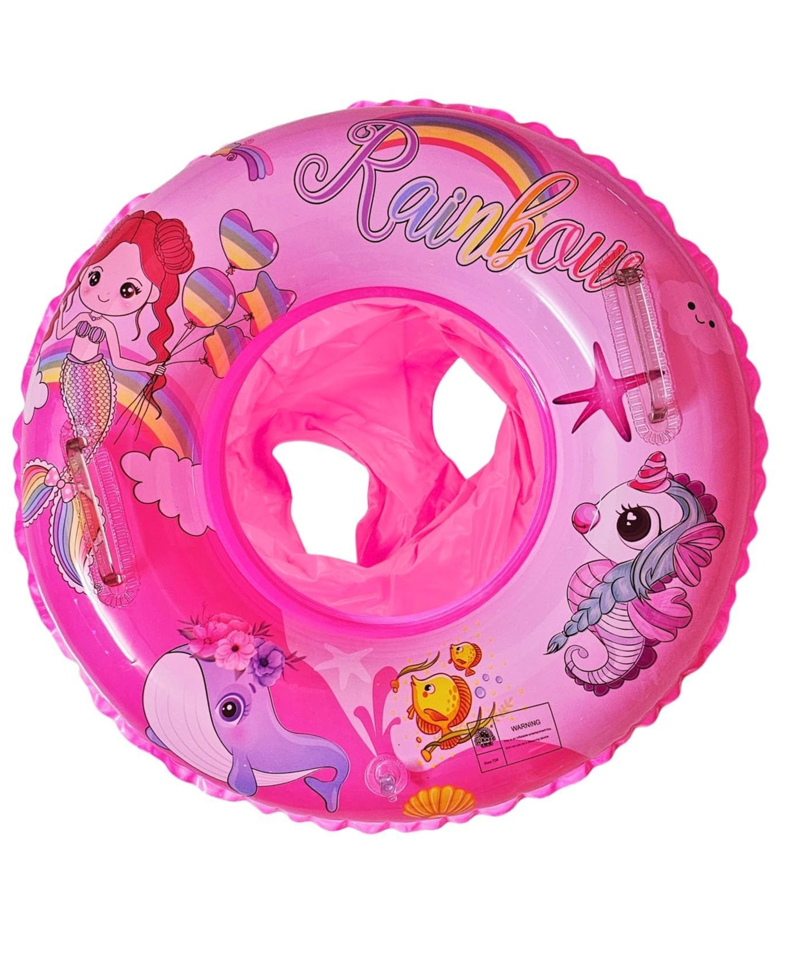 YAMAMA Cartoon Print Inflatable Swimming Tube Ring, Swim Safety Pool Tube With Float Seat Leg Holes And Handles, Beach Pool Inflatable Swimming Ring Tube for Kids And Baby - Pink-image-41