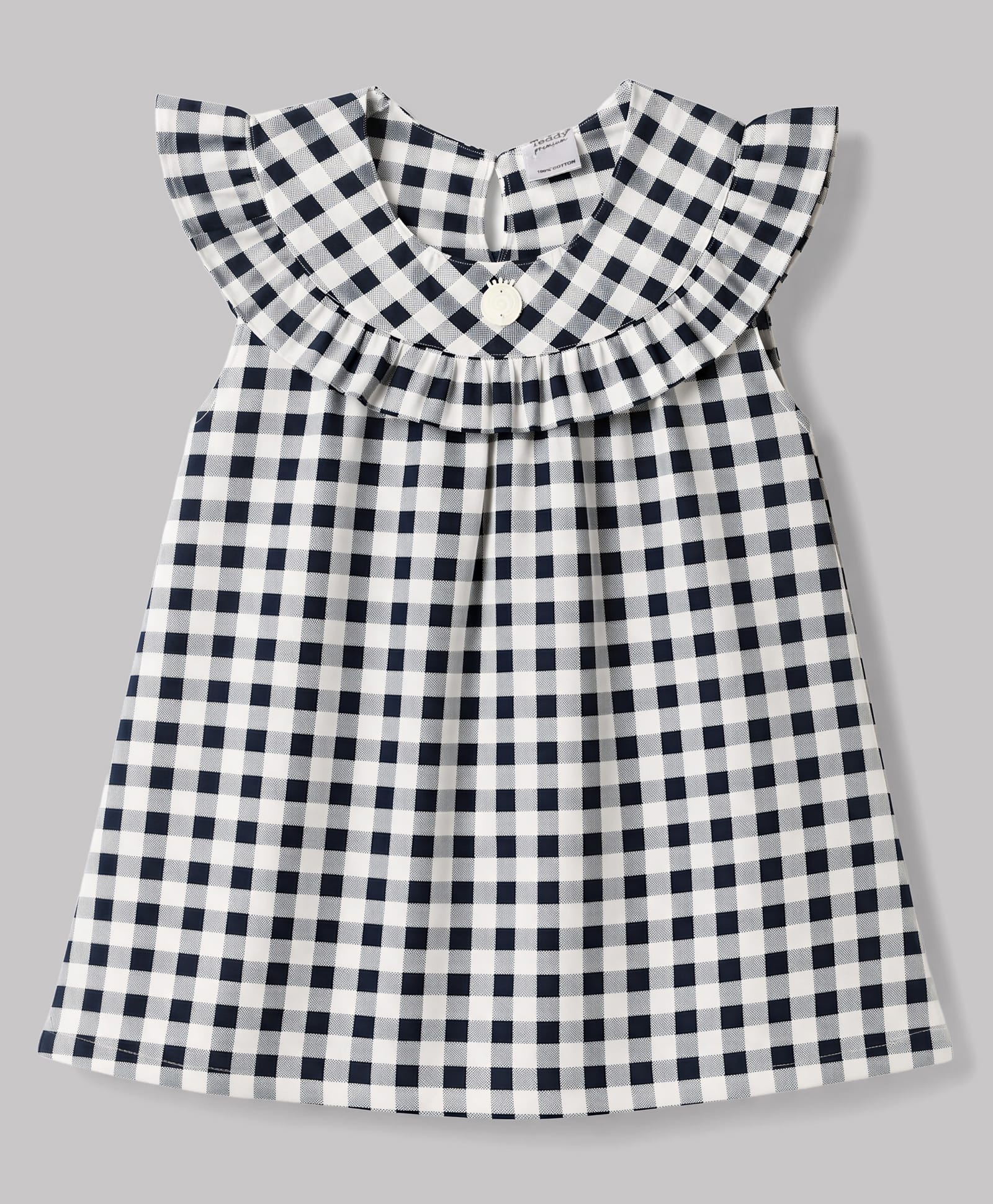 Teddy Sinker Knit Half Sleeves Checked Frock - Navy Blue-picture-30