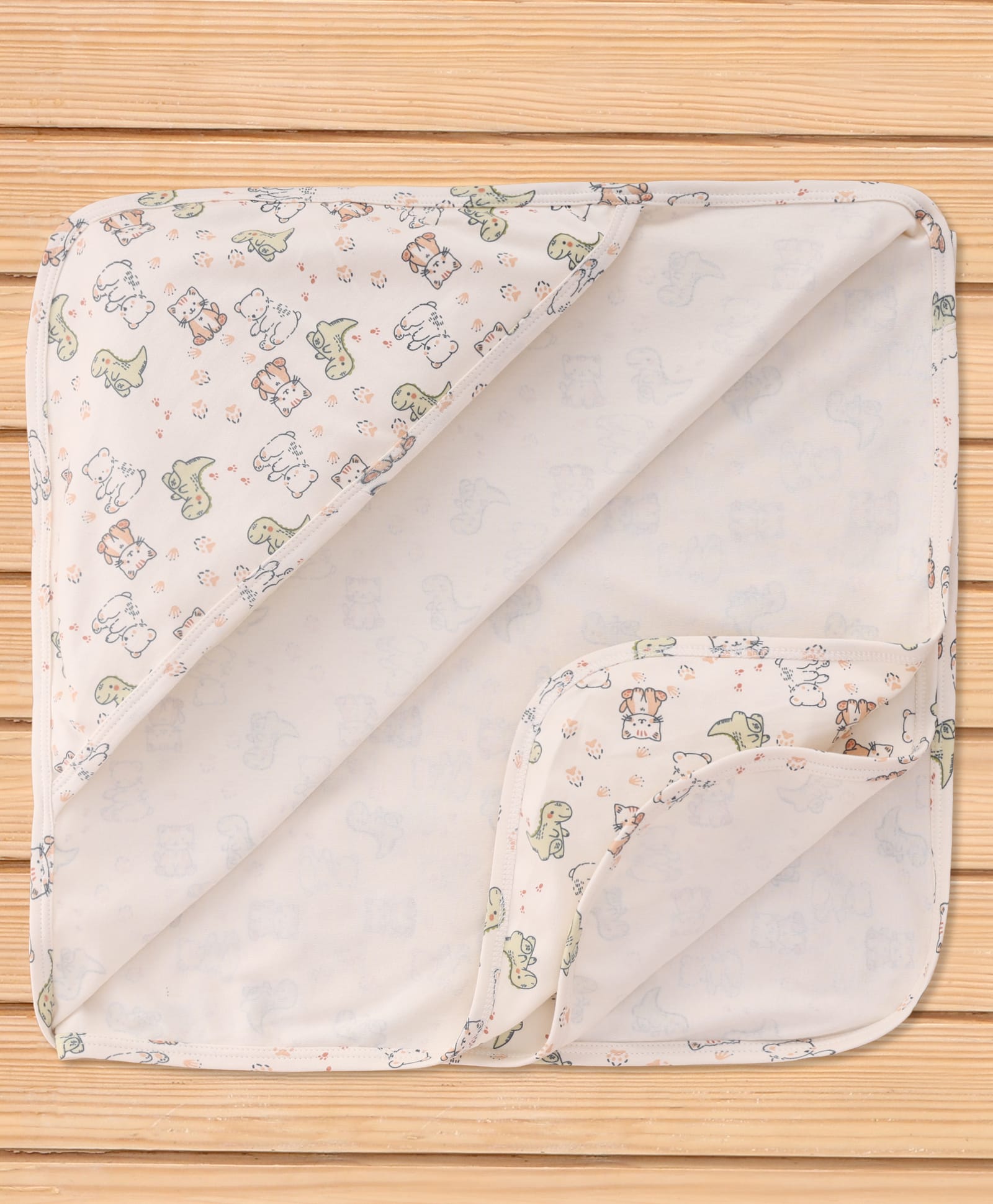CUCUMBER Interlock Knit Towel & Wrappers With Animal Print L 90 x B 90 cm - Cream-image-49