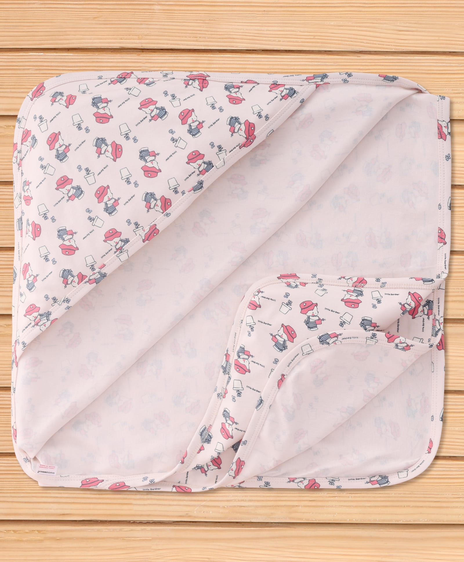 CUCUMBER Interlock Knit Towel & Wrappers With Teddy Print L 90 x B 90 cm - Baby Pink-image-22
