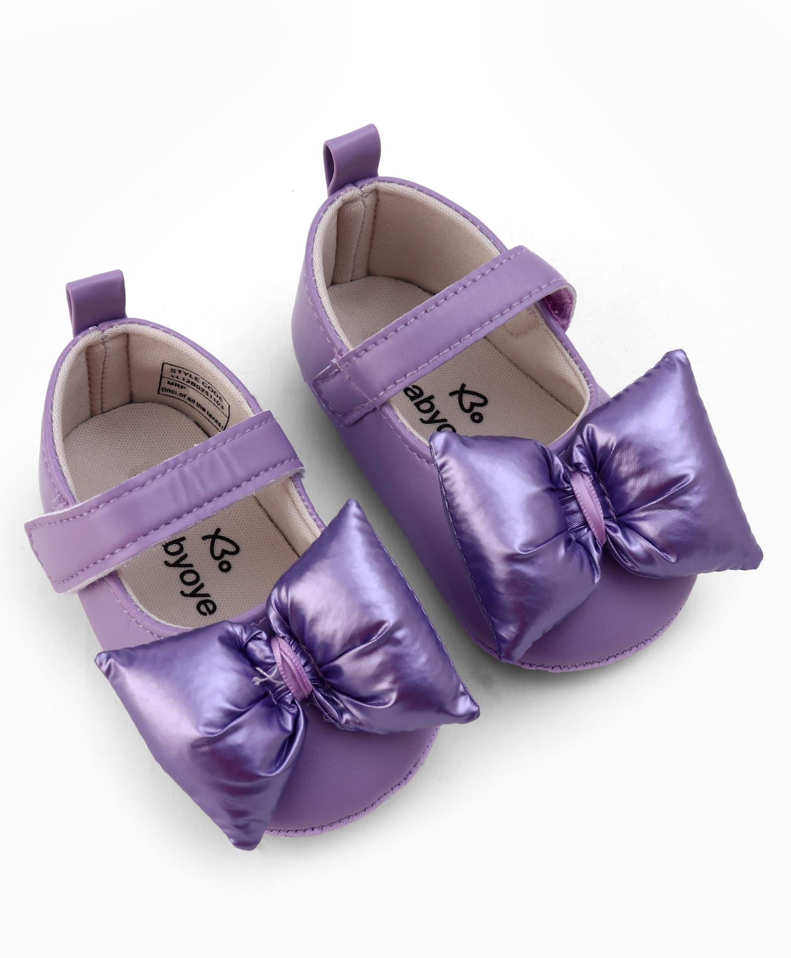 Babyoye Velcro Closure Booties With Bow Applique - Purple-image-40