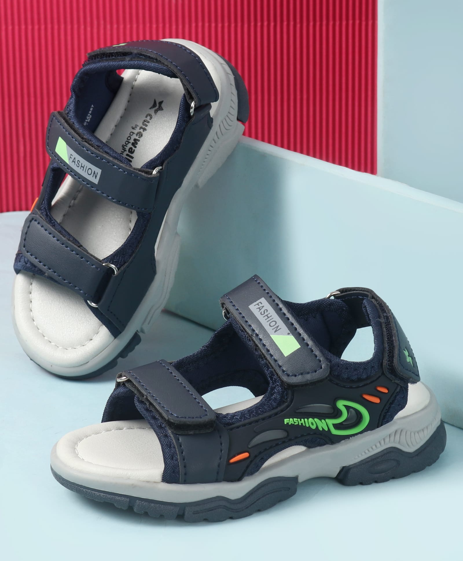 Cute Walk by Babyhug Velcro Closure Solid Sandal - Navy Blue-picture-11