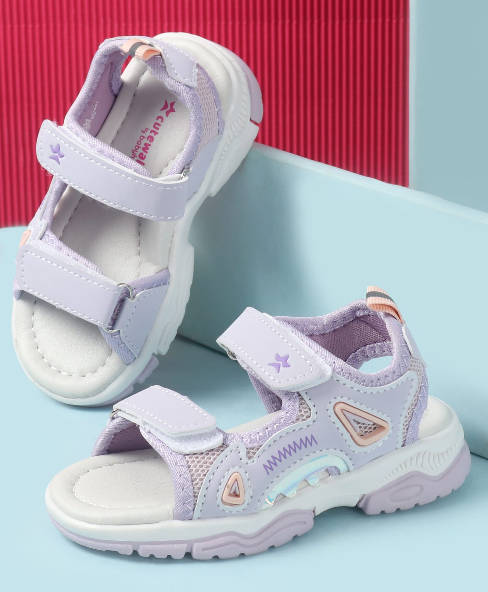 Cute Walk by Babyhug Velcro Closure Solid Sandal - Purple-picture-21