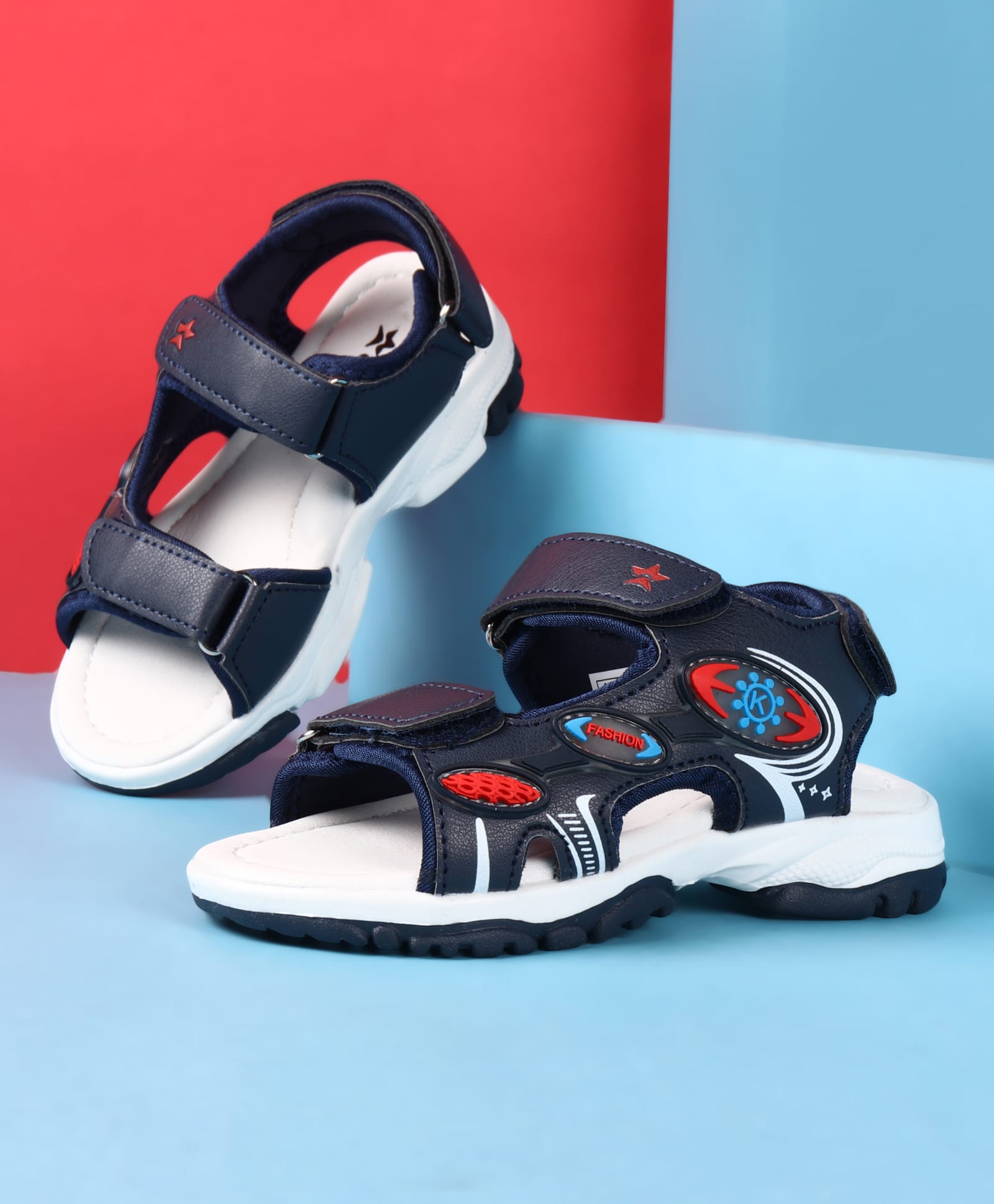 Cute Walk by Babyhug Velcro Closure Sandals with Fashion Text Applique - Navy Blue-picture-21