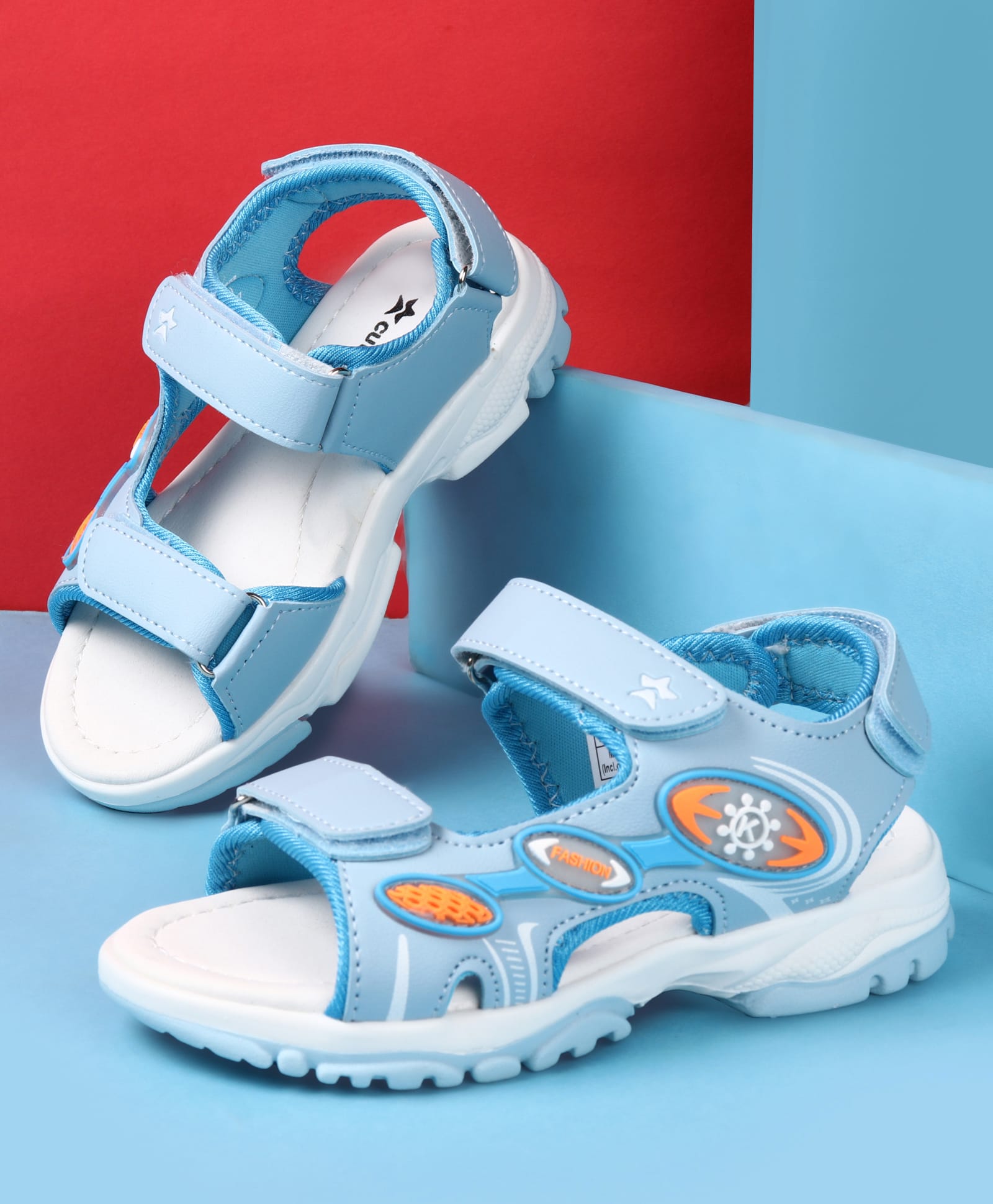 Cute Walk by Babyhug Velcro Closure Sandals with Fashion Text Applique - Blue-picture-27